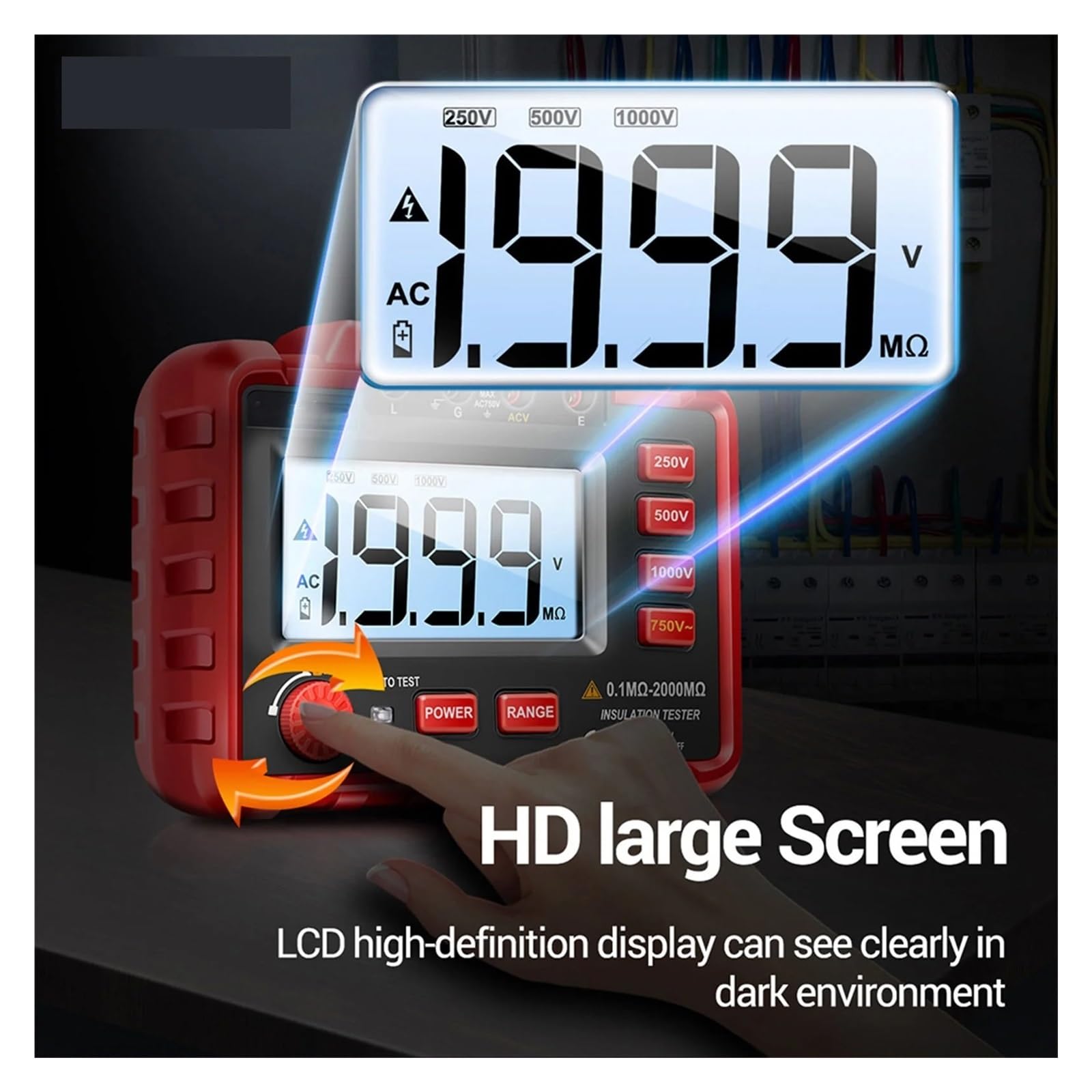 Digitalmultimeter, 2500V Digital Insulation Resistance Tester, Industrial Megohmmeter w/Auto Discharge(TA8322A)