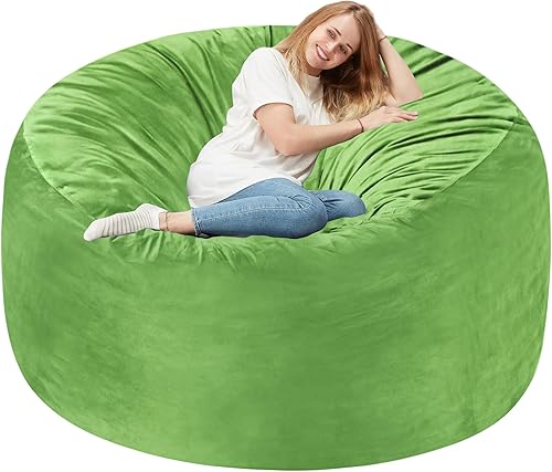 Miniatura 20 de Homguava Sillón tipo puf de 4 pies: Pufs de 4' con espuma viscoelástica rellena, grandes sillones tipo puf, sofá suave con funda de terciopelo Negro