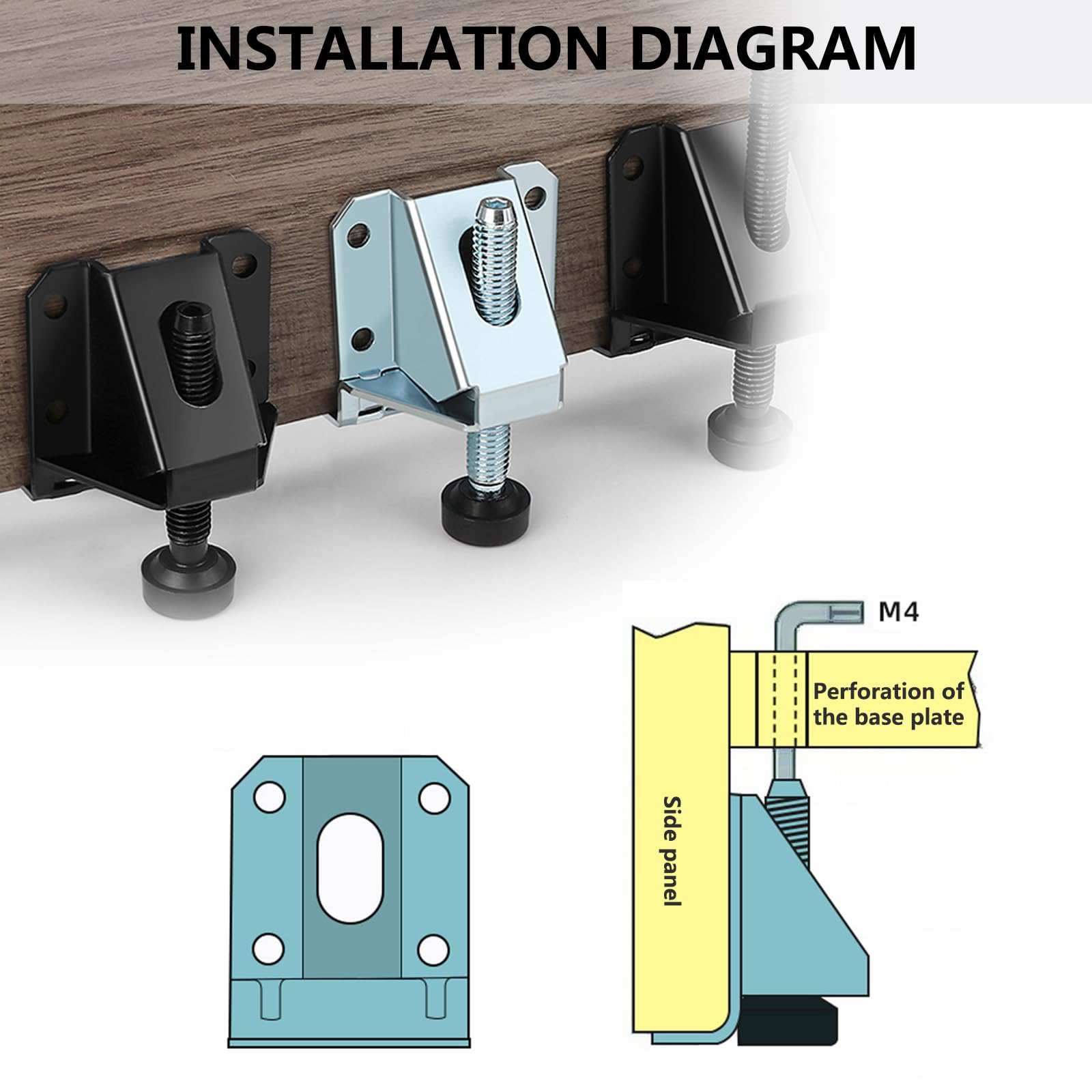 4 Pièces Pieds De Nivellement Pieds Réglables Pour Meubles Pour Meubles Pour Meublestablesarmoiresetablis 80817908