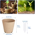 Peat Pots 8 cm, 65 Pcs Seed Starting Pot with Drainage Holes, 3.15 Inch Round Seedling Nursery Box, Small Seed Starting Starter Tray Bulk, Garden Germination Container with Bonus 65 Plant Labels