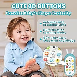 Richgv Baby Cell Phone Toy - Sensory Learning Toys with 12 Functions, Light & Multi Sound Effects, Teething Toys for Babies & Infant 6 to 12 Months Boy Xmas Gifts Stocking Stuffers