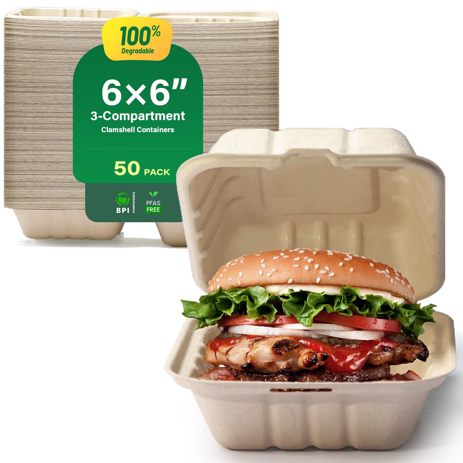 Contenedores de alimentos compostables para llevar platos calientes sin derrames