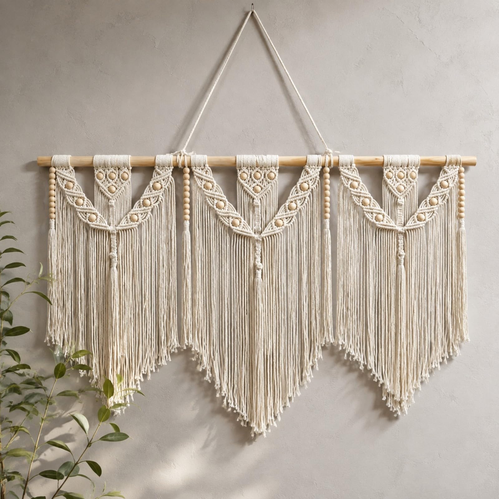 B Baosity Colgante Pared Cuerda Algodón a Mano Tapiz Macramé Boho Tapiz Macramé con Flecos para Dormitorios, Entradas, Estilo B