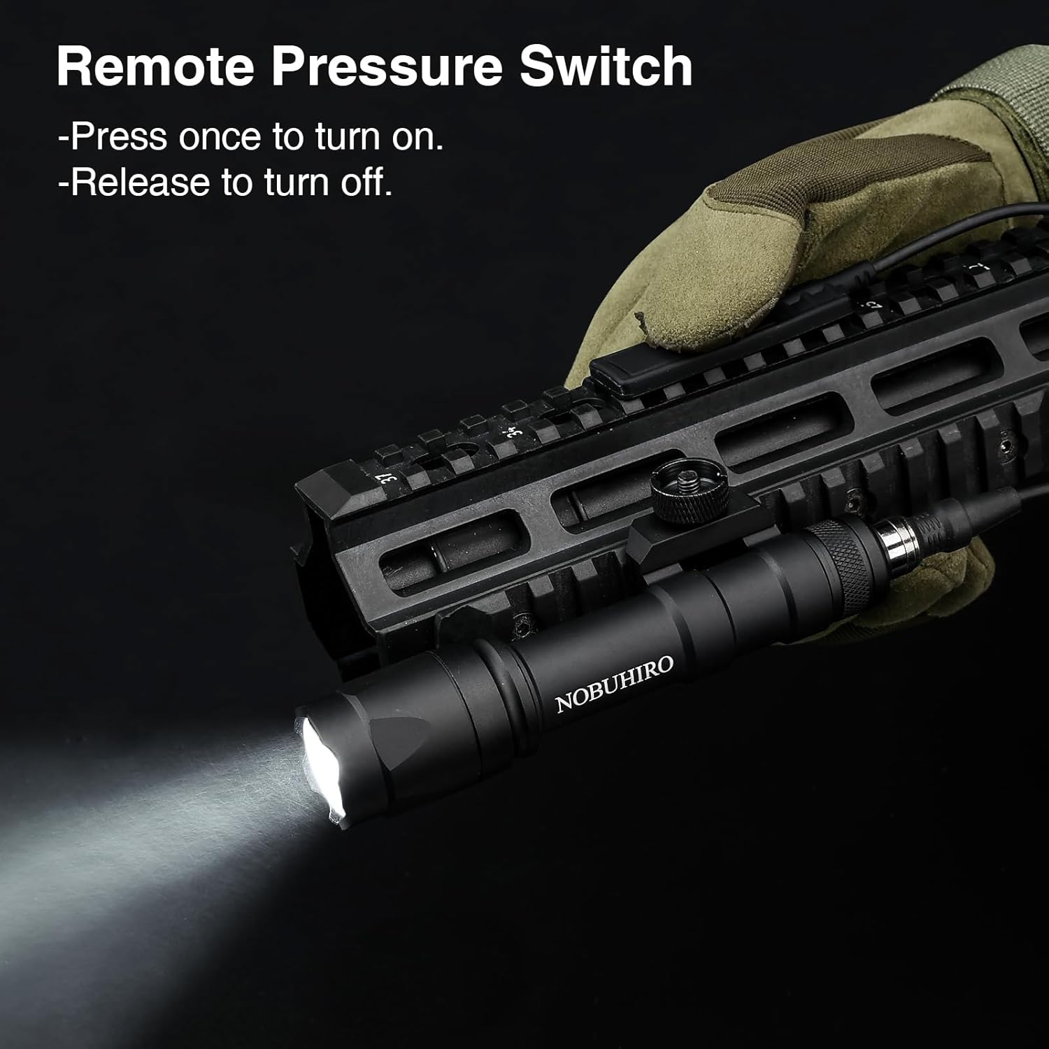 NOBUHIRO M600C 600 Lumens Tactical Flashlight, Suitable for 20mm Picatinny Rail, Include with Remote Pressure & Push Button Switch