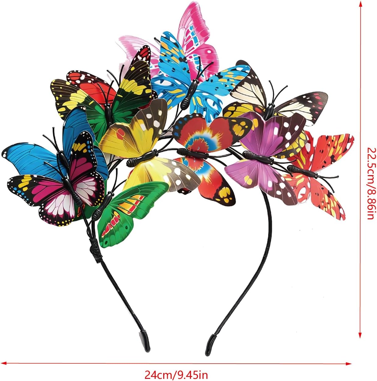 Butterfly Headband Fascinator Hat Adjustable for Women Tea Party Halloween Costume Accessory image 2