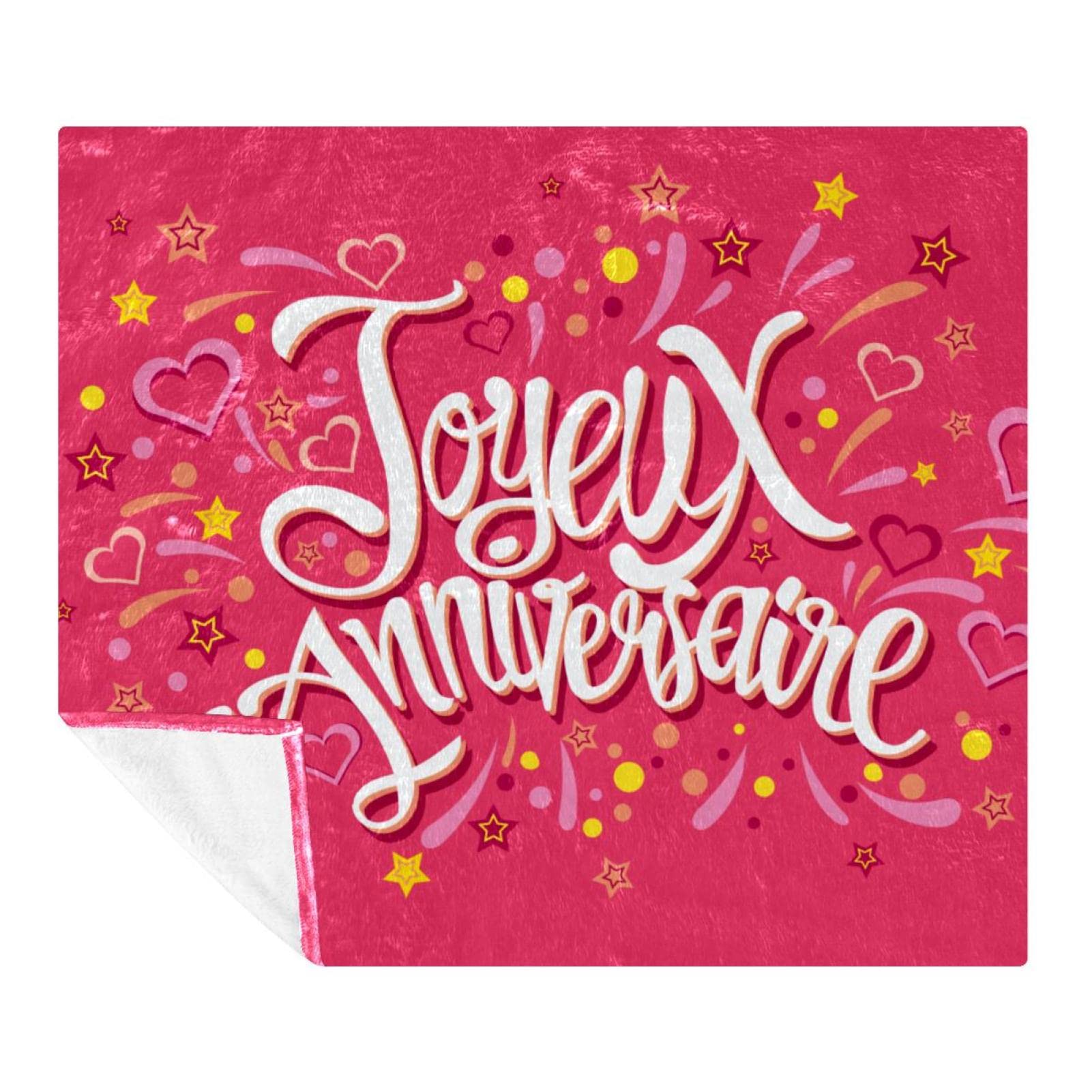 Joyeux anniversaire couverture polaire rose plaid chaud jeté de lit