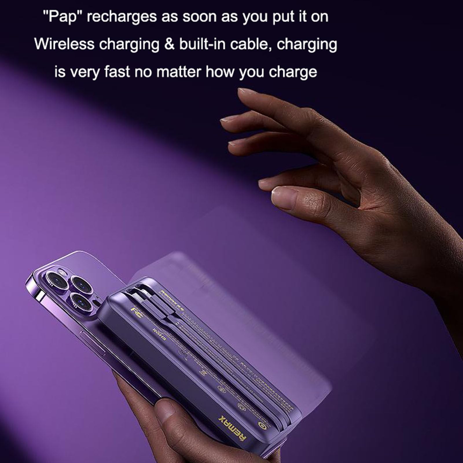 Power Bank, ricarica wireless magnetica integrata da 15 W, 10000 mAh, può caricare 5 dispositivi contemporaneamente,A