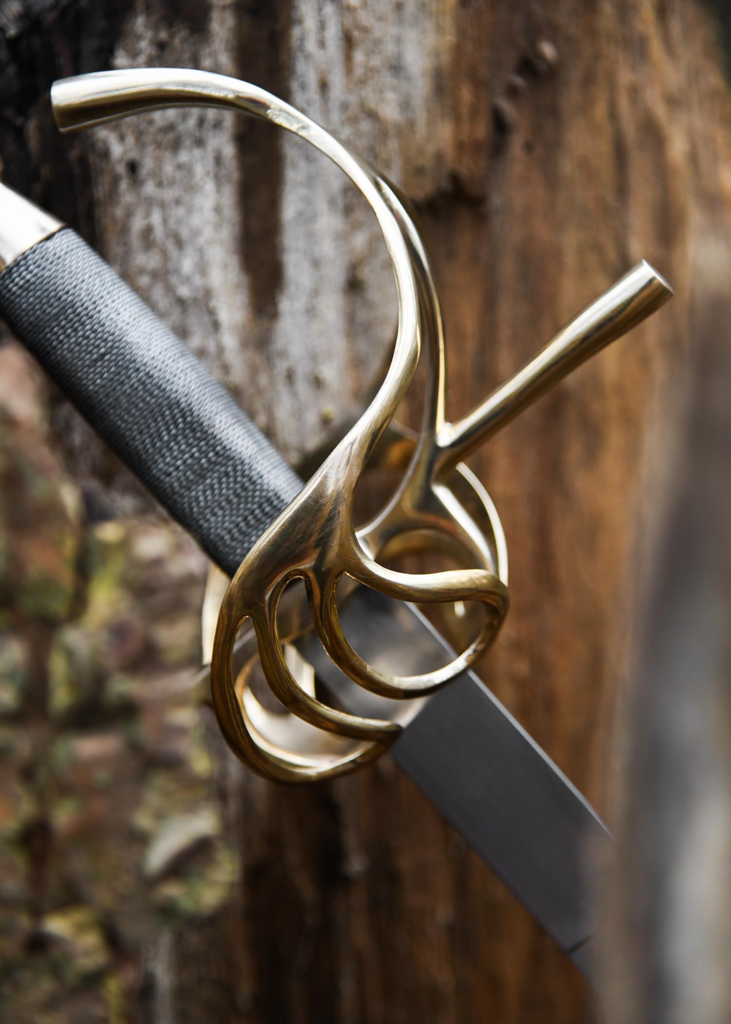 Battle-Merchant - Rapier Replik aus dem 17. Jahrhundert - handgeschmiedet aus Stahl - Korbgriff aus Messing - für Erwachsene