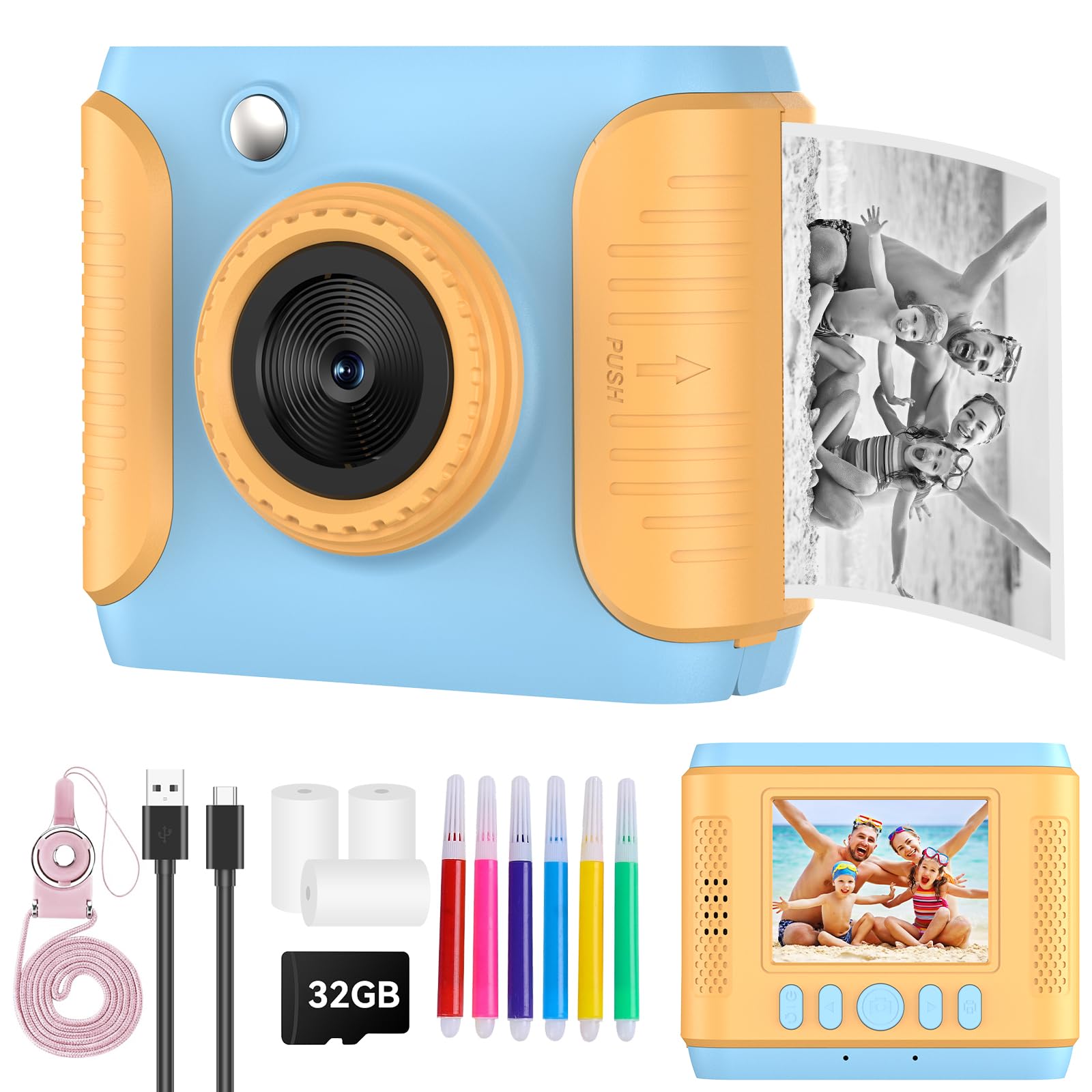 Photo 1 of RADEKLY Kids Instant Print Camera - Blue Orange