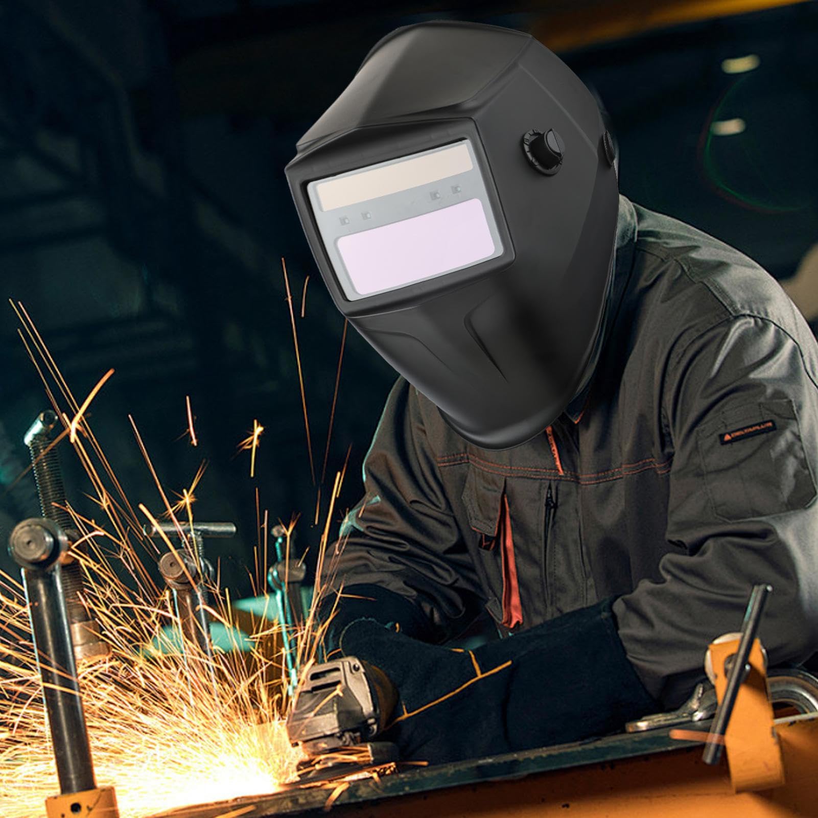 Casco de Soldadura con Oscurecimiento Automático Pantalla Protectora Facial | Casco con Capucha para Soldador Para Soldadura TIG MIG Esmerilado Corte Construcción Industrial Talleres De Reparación