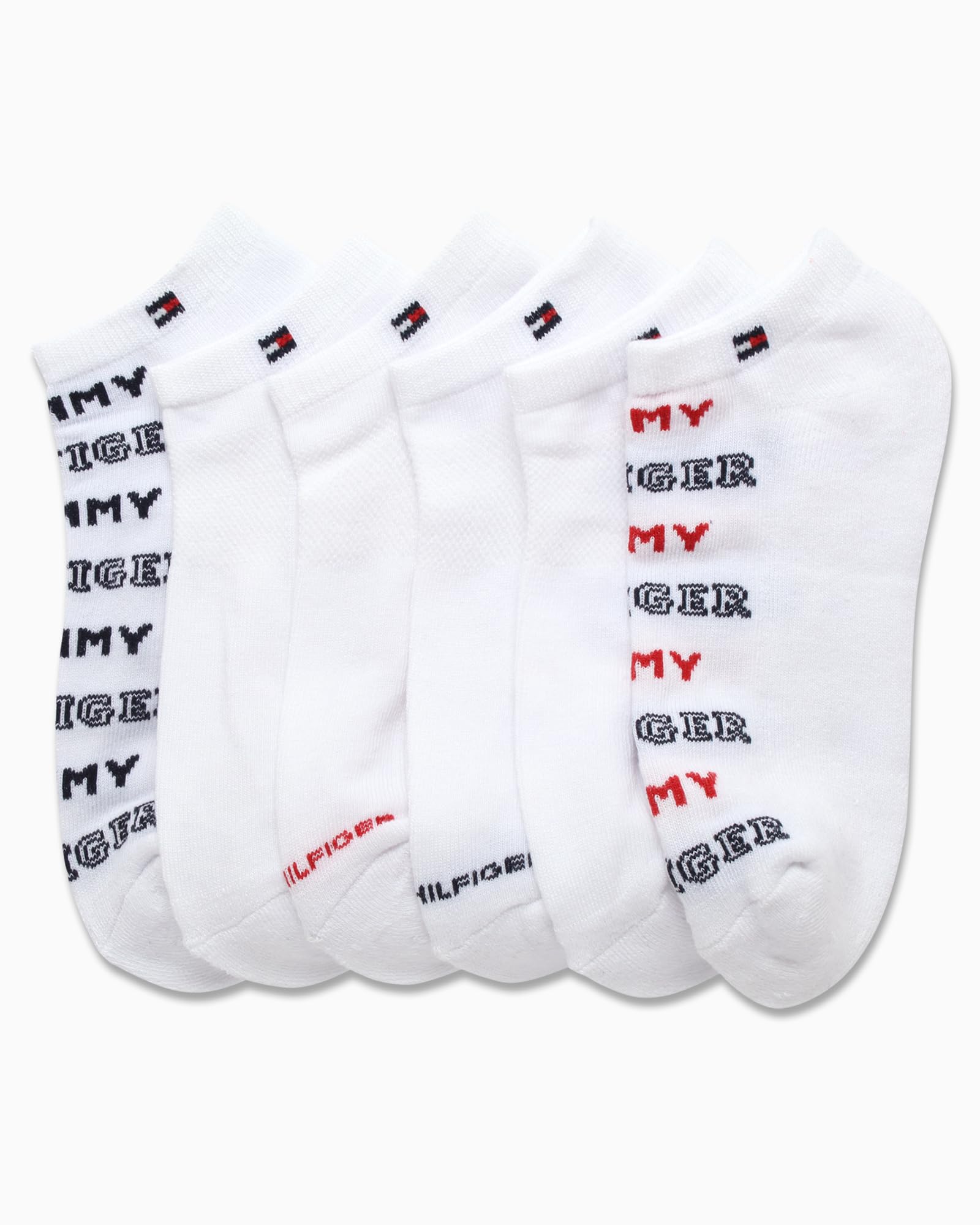 Tommy Hilfiger Calcetines deportivos invisibles para mujer, paquete de 6 calcetines de rendimiento acolchados suaves de corte bajo para mujer (talla 4-10)