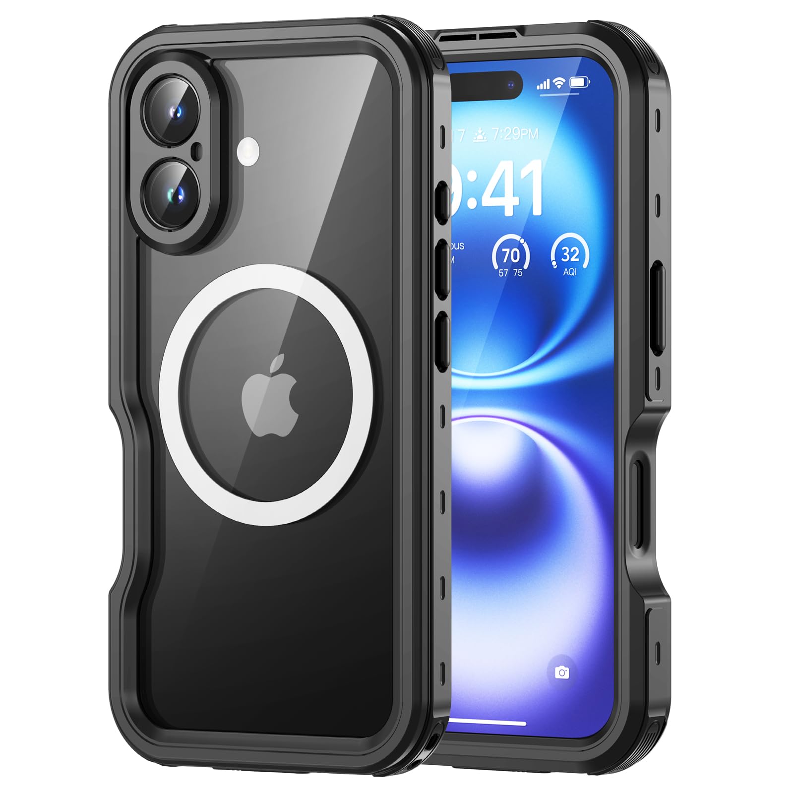 Coque iPhone 16 étanche noire haute résistance antichoc intégrale - 7