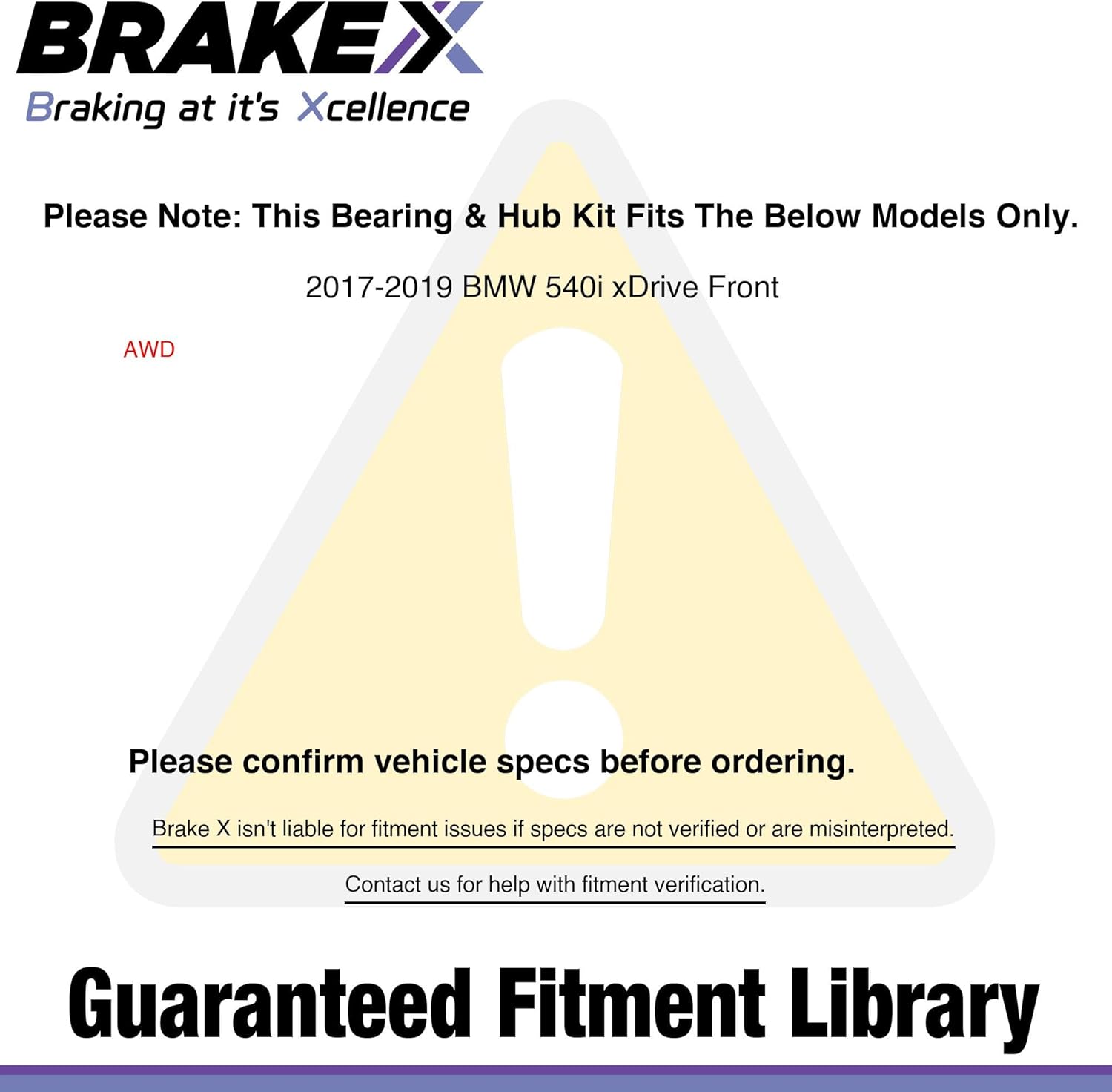 Brake X Front Left Wheel Bearing and Hub Assembly for 2017-2019 BMW 540i xDrive | HC Series Front Driver wheel hub assembly