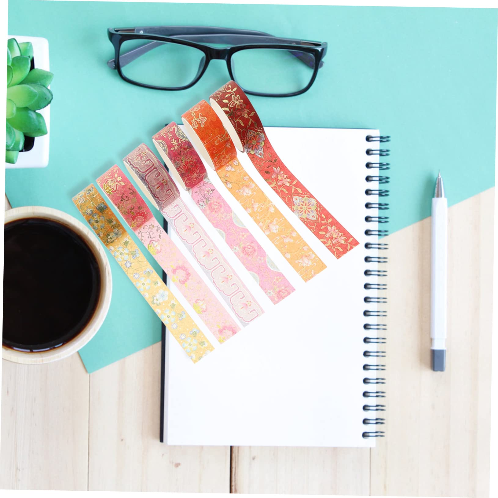 Lurrose 48 Rollos Bolsillo y Papel Etiqueta Engomada del Álbum Bricolaje Cintas Bricolaje Diario Cintas Washi Decorativas Suministros para La Fiesta Las Flores