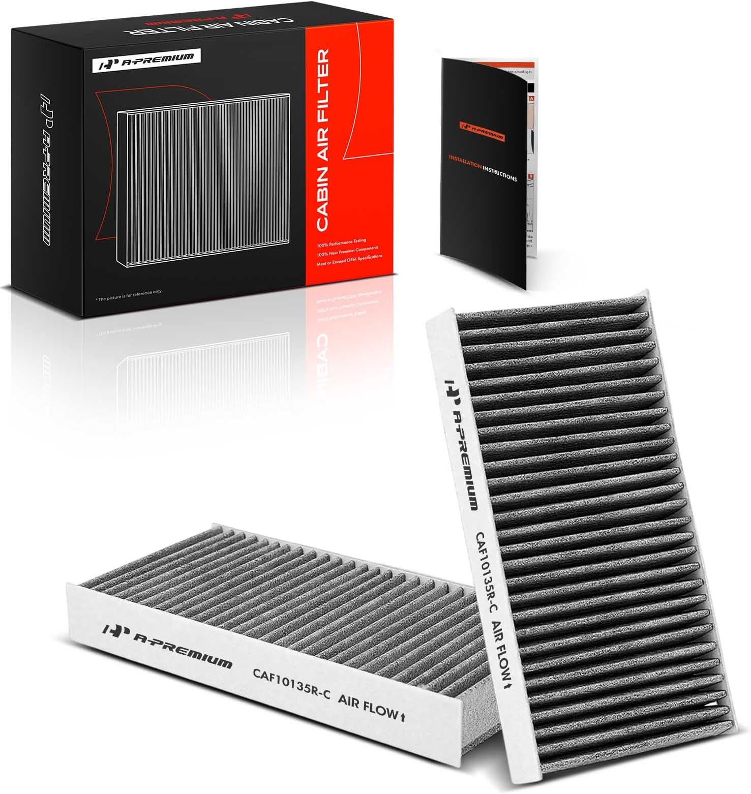 A-Premium 2-PC Cabin Air Filter w/Activated Carbon Compatible with Honda & Acura Model - Civic (01-05), CR-V (02-06), Element (03-11), CSX (06), EL (97-00 02-05), RSX (02-06)