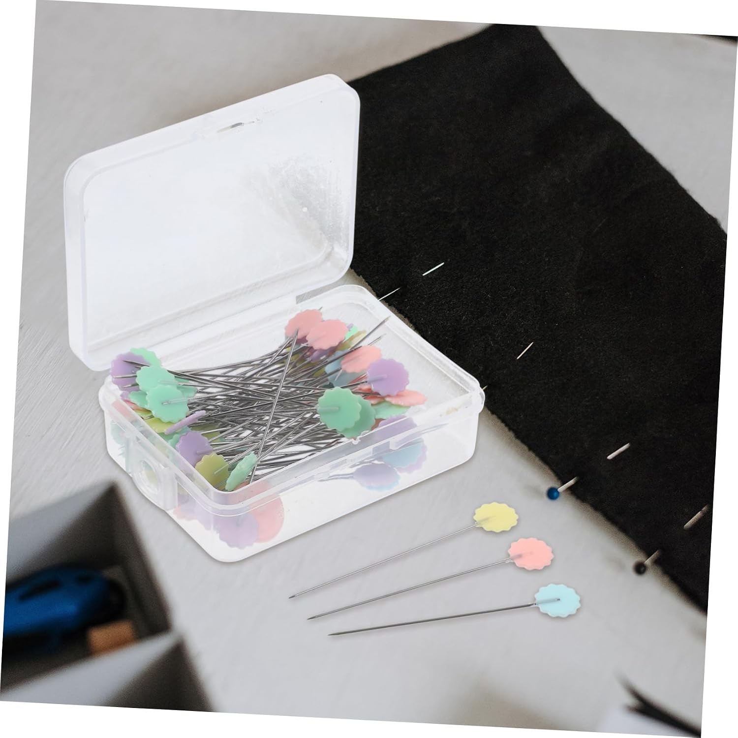 100pcs Plum Blossom Head Needles for Sewing and Crafts Durable Pins for DIY Projects for Decorations Corsages Bouquets and More Conveniently Packaged Box