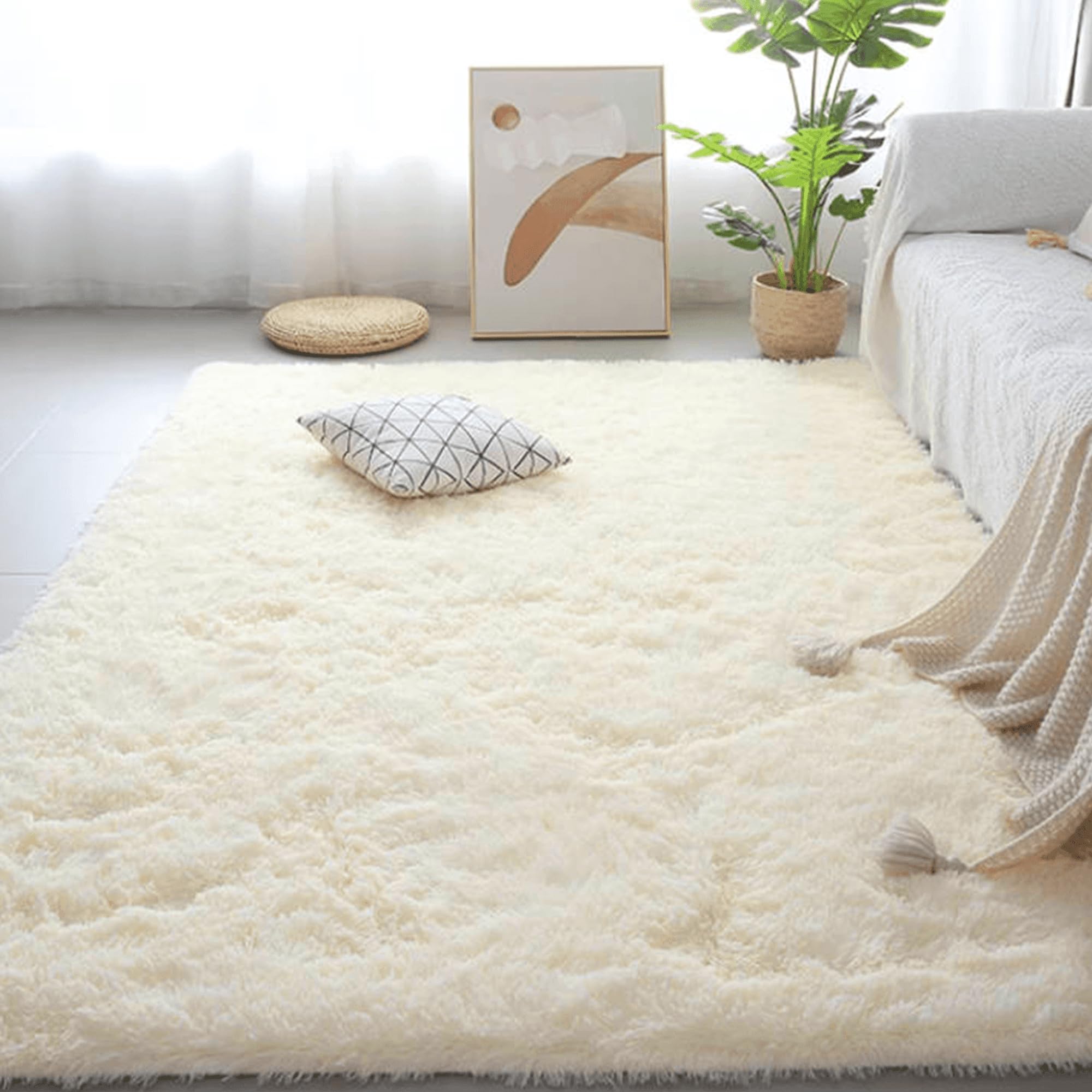 Amazon | 洗えるラグ 190 x 190 cm 滑り止め付柔らかい厚みカーペット