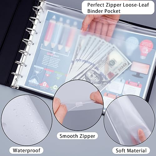 Miniatura 5 de Antner Carpeta de cheques de negocios de 7 anillos para cheques comerciales, capacidad para 600 cheques, cubierta de piel sintética con bolsa con