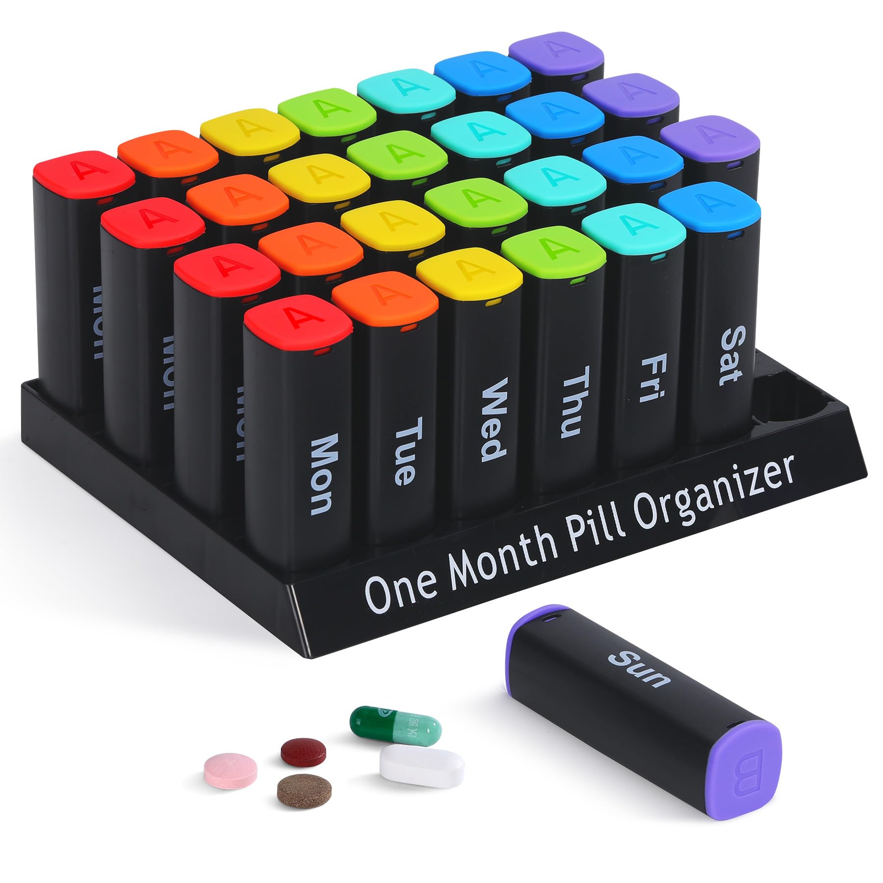 CAidRE Monthly Pill Organizer 2 Times a Day - 28 Day Pill Box AM PM Daily Medicine Organizer