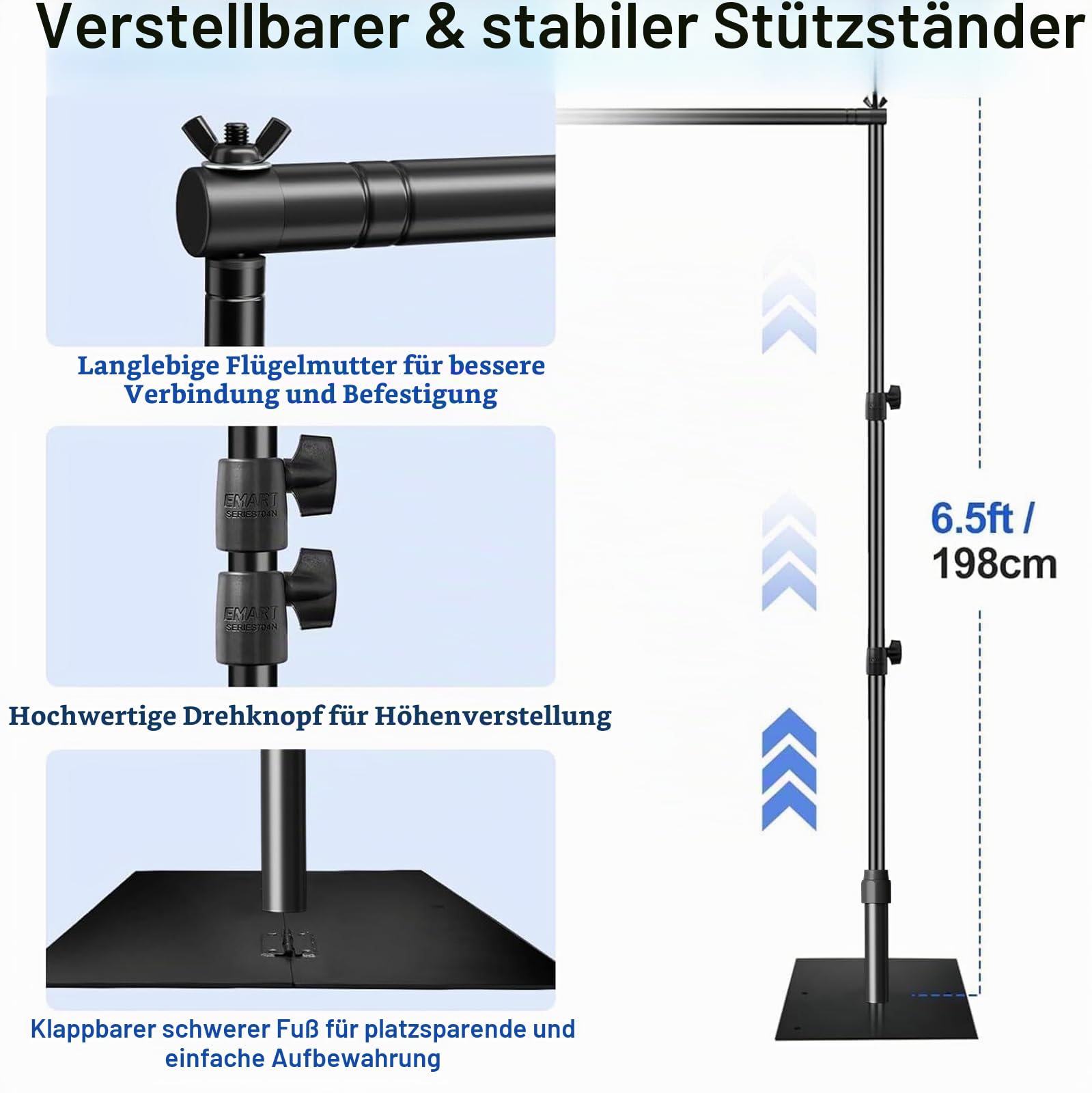 EMART Foto Hintergrund Ständer mit Sockel, 2x3m Fotohintergrund Ständer