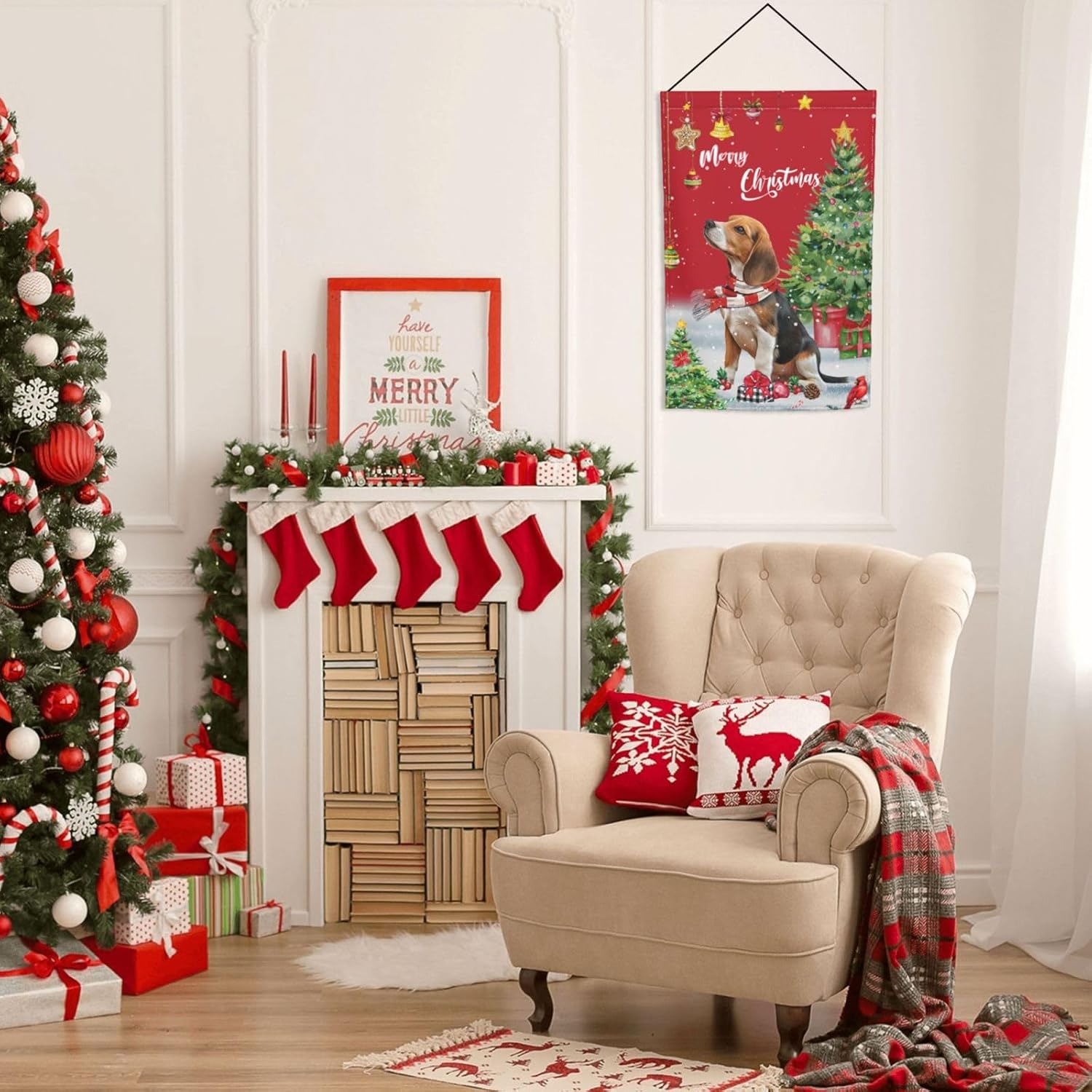 Merry Christmas Beagle Santa Dog Garden Flag 12x18 Inch Double Sided Vertical Decoration Yard Small Flag For Outside Holiday Seasonal Outdoor - Image 5