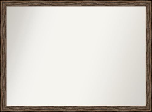 Amanti Art Espejo de baño marrón para sobre el fregadero, 29 x 39 pulgadas, espejo de tocador rectangular estrecho de madera de granero y moca,