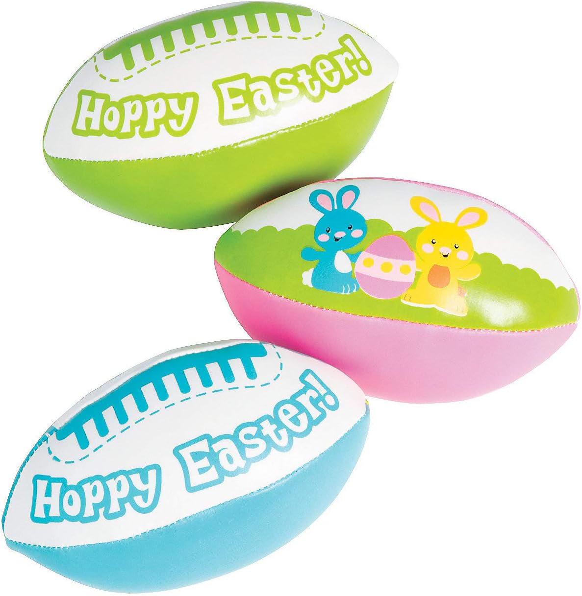 Fun Express - Vinyl Hoppy Easter Foam Footballs for Easter - Toys - Balls - Kick Balls - Easter - 12 Pieces