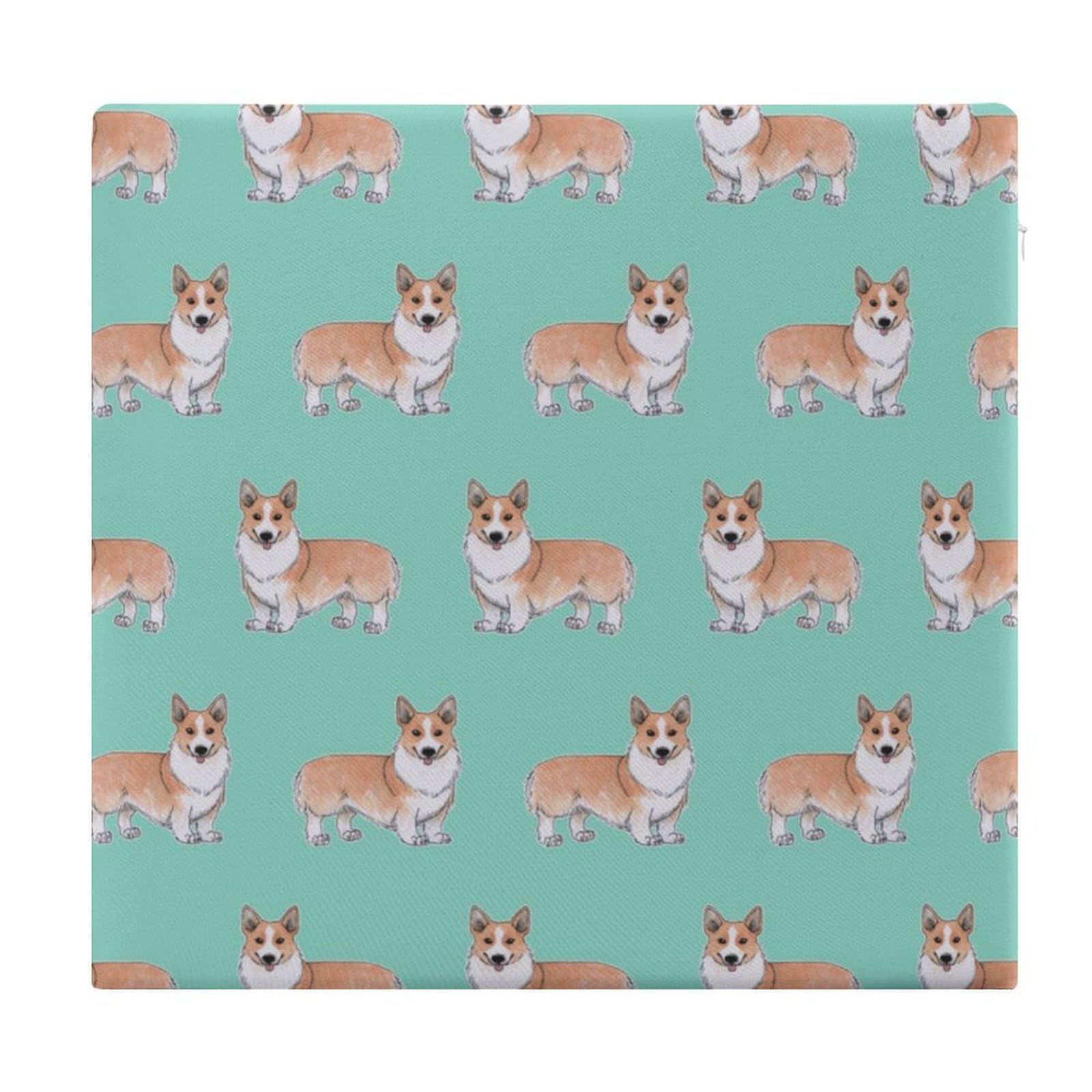 JZemdybill Chair Pad, Cute Corgi Pet And Milk Tea Seat Pad, Square Chair Cushion for Yoga Living Room Balcony