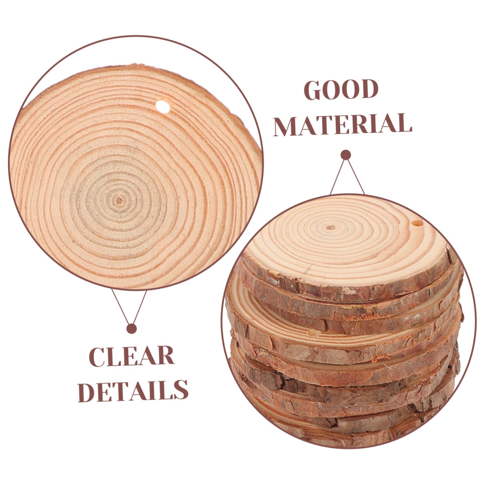 30 Stk. Teiliges Naturbelassene Kiefernholzscheiben Vielseitige Holzscheiben für DIY Basteln Handwerk Weihnachts Hochzeitsdekorationen mit Baumwoll Juteschnur