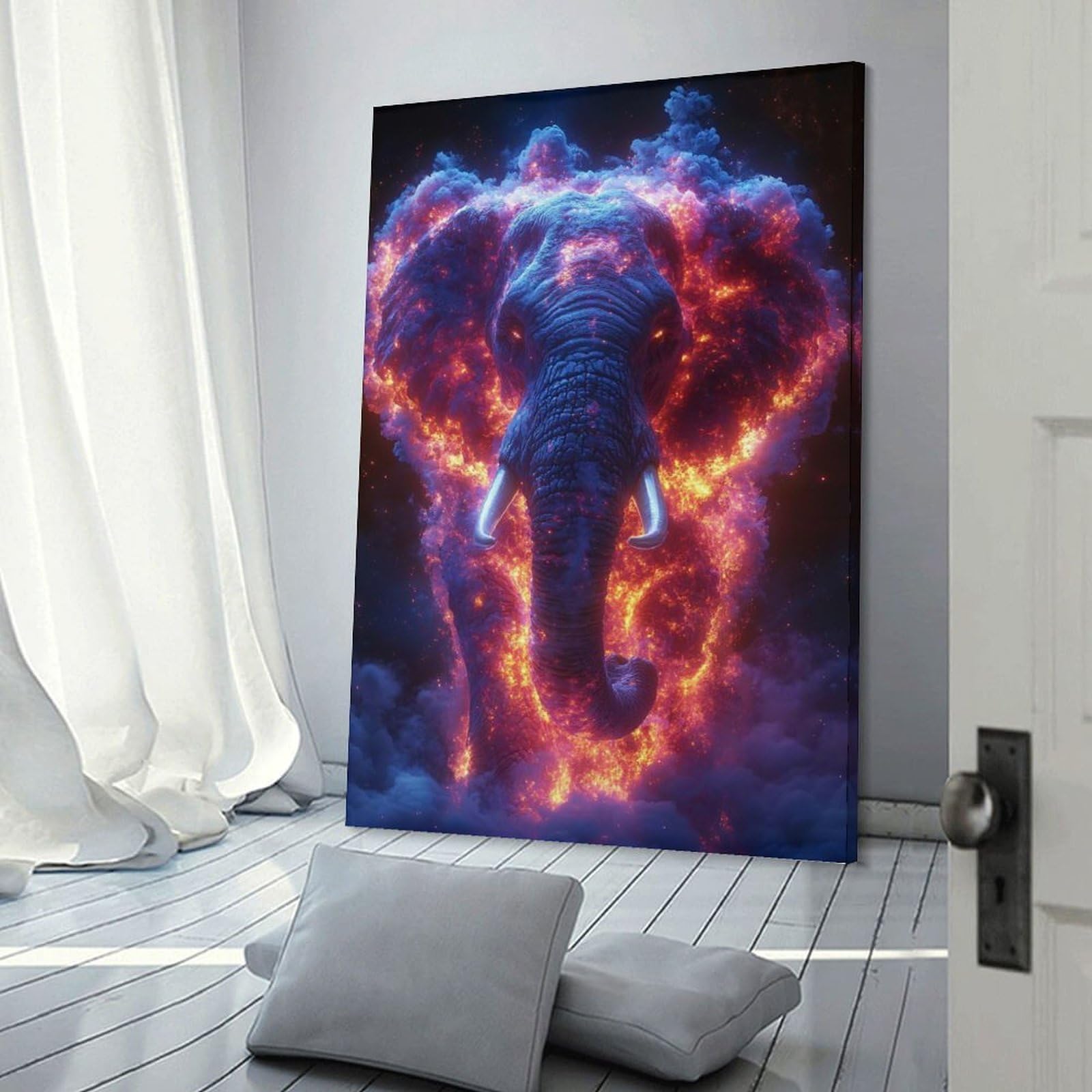 Junmoney Fiery Elephant Nebula Wall Picture Print 24x36inch(60x90cm), for Work Areas, Reading Rooms Or Studios, An Interior Accent for Desk Areas