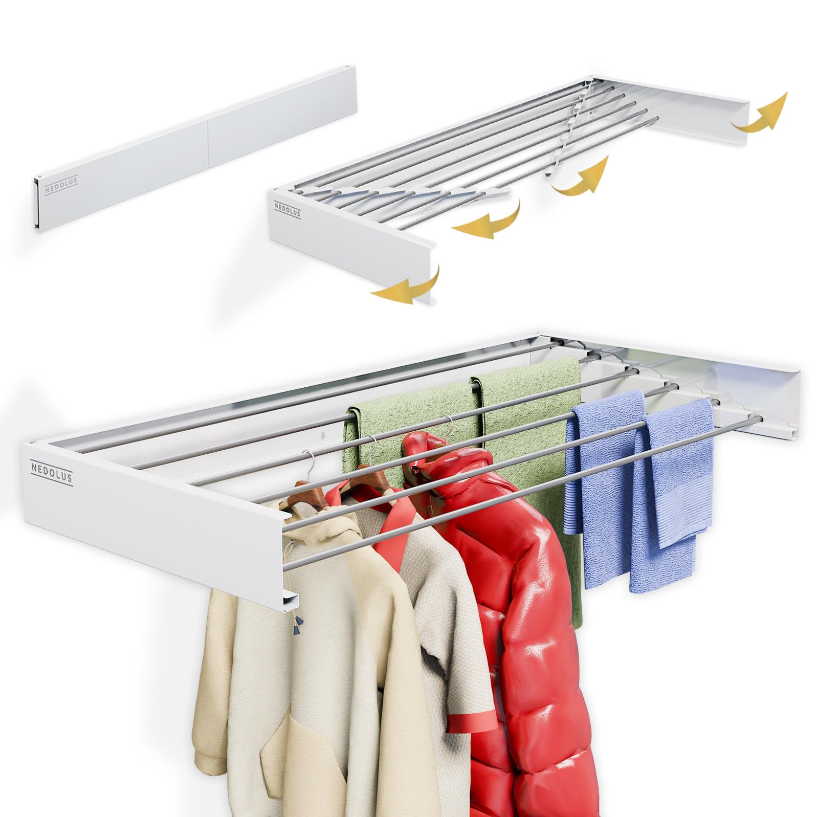 Stendibiancheria pieghevole ed estensibile per interni ed esterni - 100 cm con 6 aste in alluminio