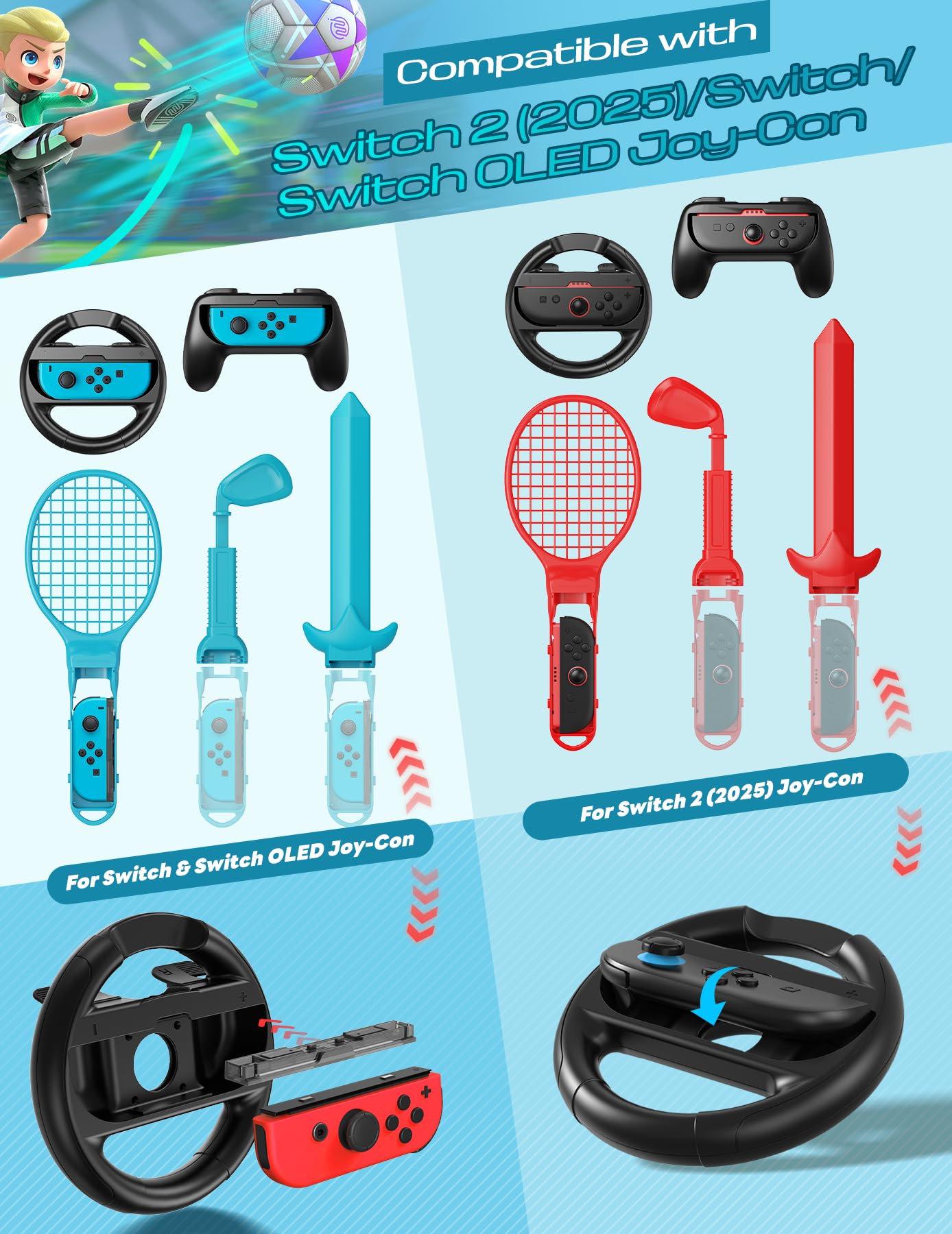 携帯アクセサリー Switch Amazon.com: 20 in 1 Switch Sports Accessories Bundle & Steering