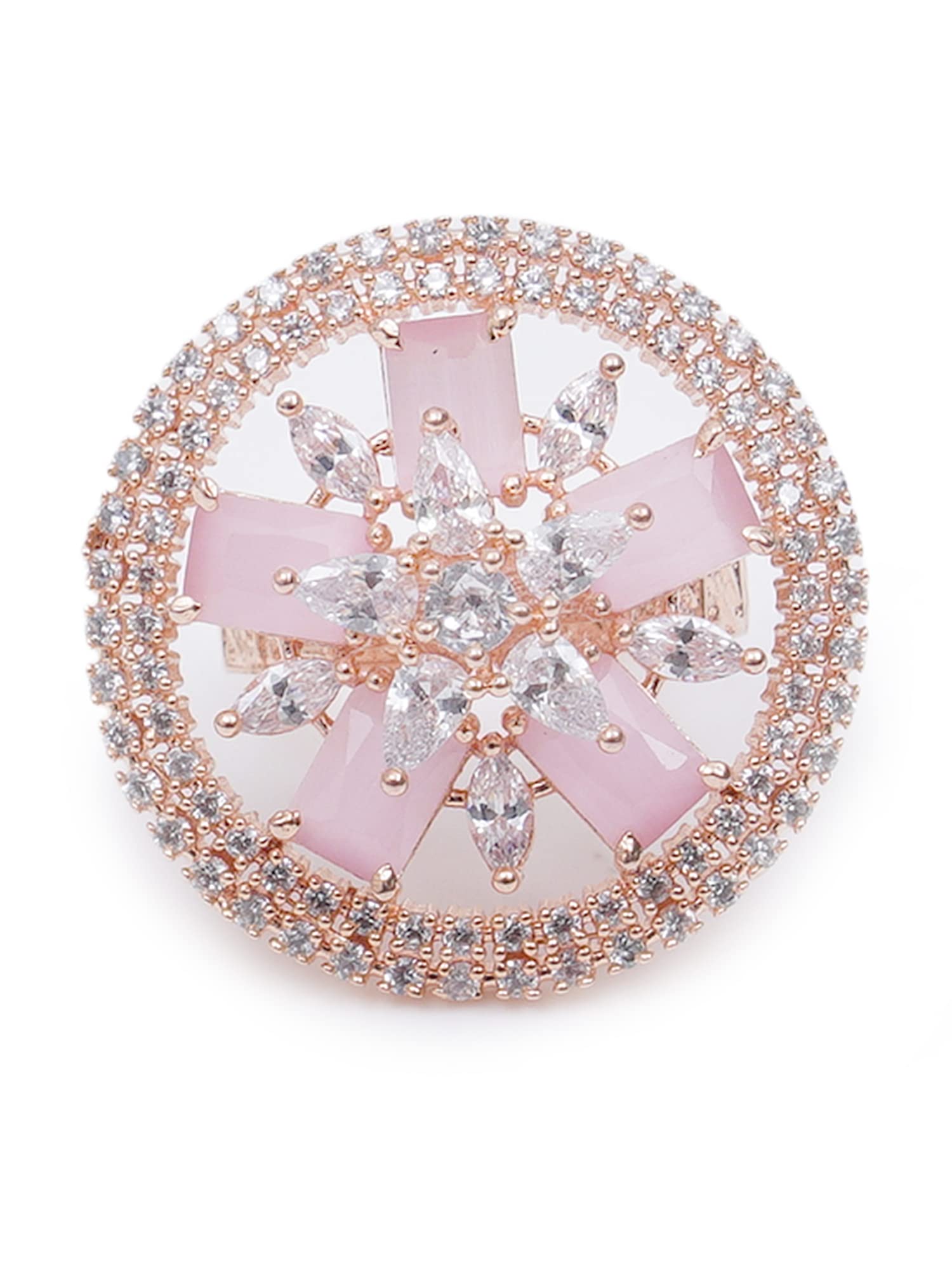 Karatcart Pink American Diamond Studded Floral Adjustable Ring for Women (B09P1MG717) Amazon Price History, Amazon Price Tracker