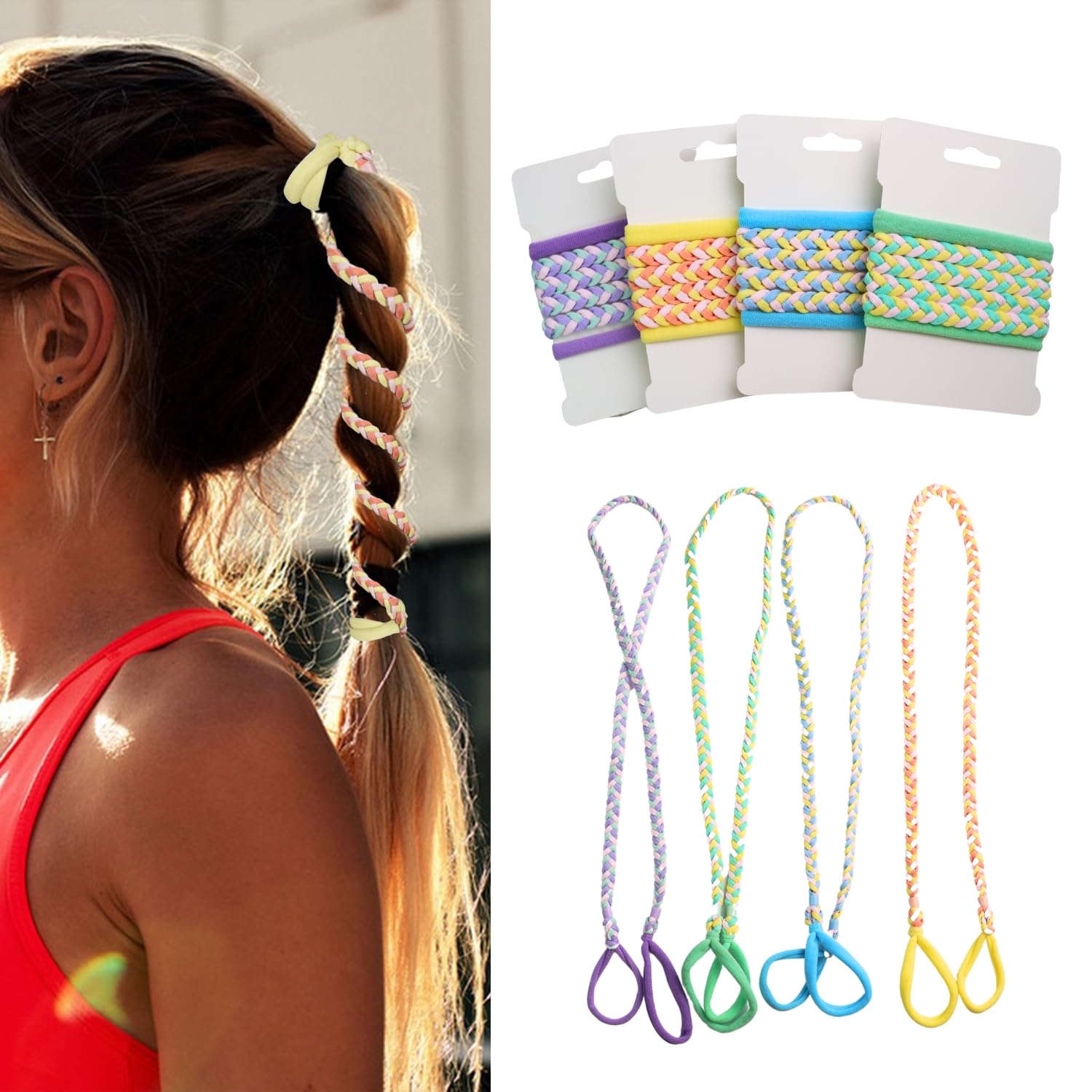 4 Pcs Spiral Hair Ties for Women - Bright & Elastic Hold