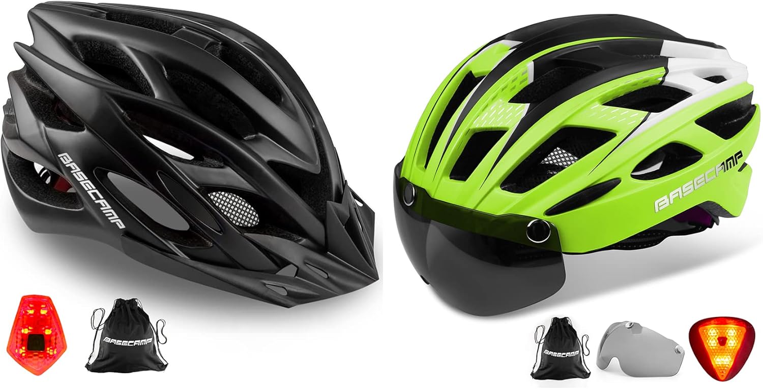 Basecamp Bike Helmet Men Women B10 (Black) + B19 (Green)