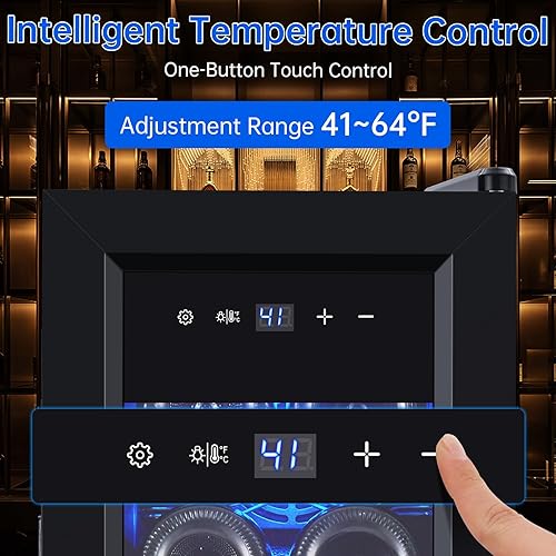 Miniatura 2 de Towallmark Refrigerador de vino de 24 botellas, enfriador de vino con ajuste digital de temperatura de 40  61 F, refrigerador de vino independiente