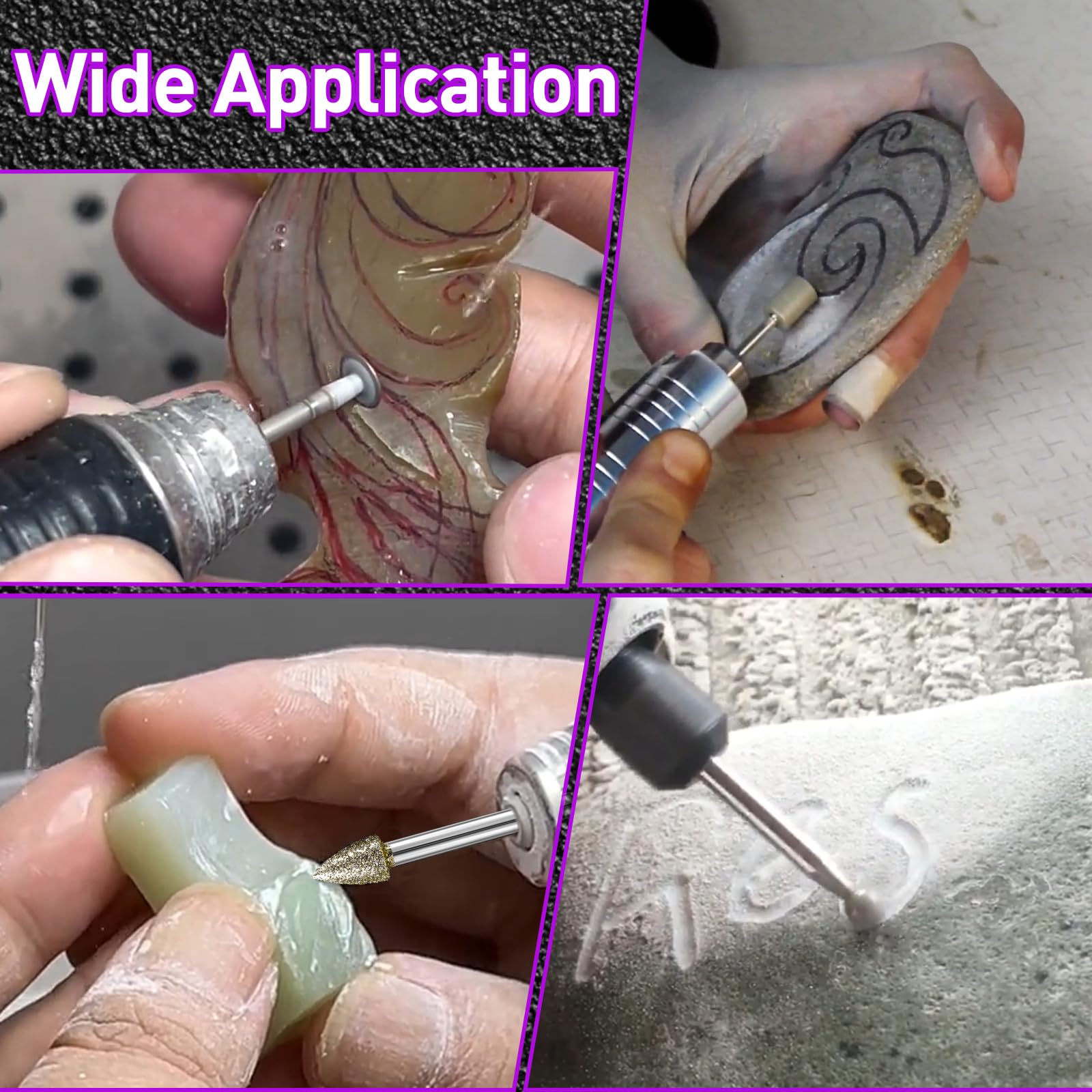 Dremel Punte diamantate grana 46 fusto 0,3 cm 12 mole per pietra vetro metallo ceramica intaglio