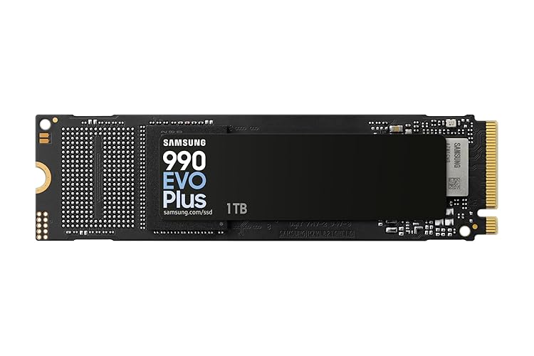 Samsung SSD Interne 990 EVO Plus, NVMe 2.0 PCIe 4.0 x 4 / 5.0x2, 1 To, Vitesse de lecture jusqu'à 7250 Mo/s, Idéal pour le gaming et la bureautique, MZ-V9S1T0BW - 1 To - 990EVO+
