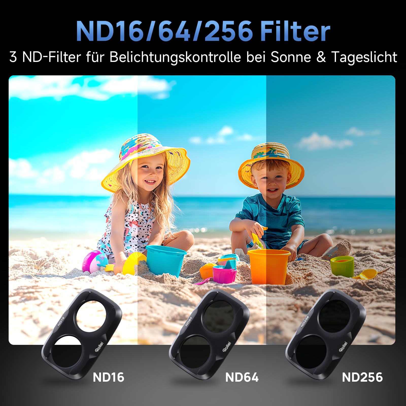 Rollei 4er ND Filter Set kompatibel mit DJI Osmo Pocket 4P ND 16/64/256+CPL
