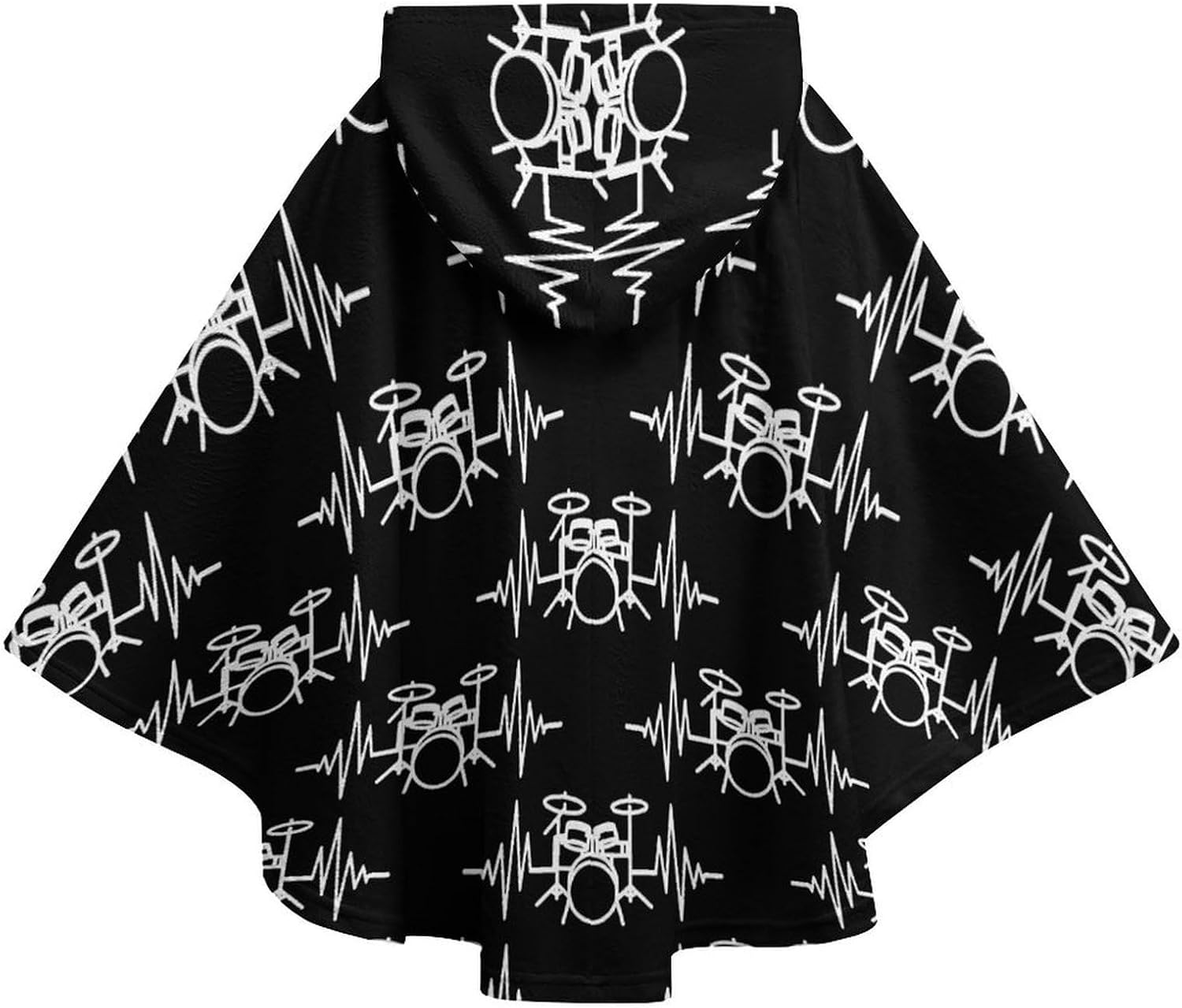Drums Heartbeat Wearable Blanket with Hooded Flannel Blankets Cape with Pocket