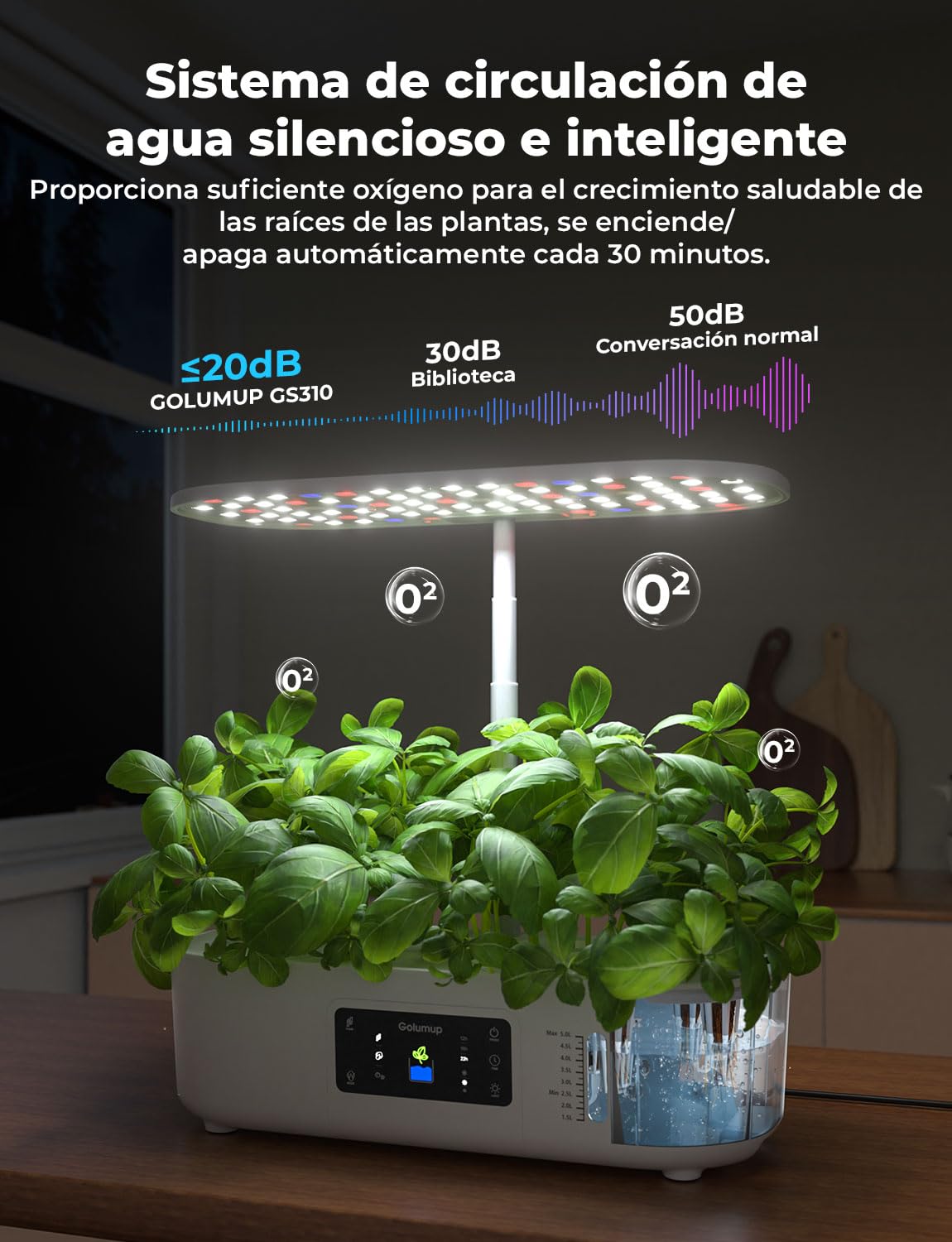 Sistema de Cultivo Hidropónico Kit de Cultivo Interior con Iluminación LED Automática, Huerto Interior con Temporizador Automático, Altura Ajustable (13 Vainas)