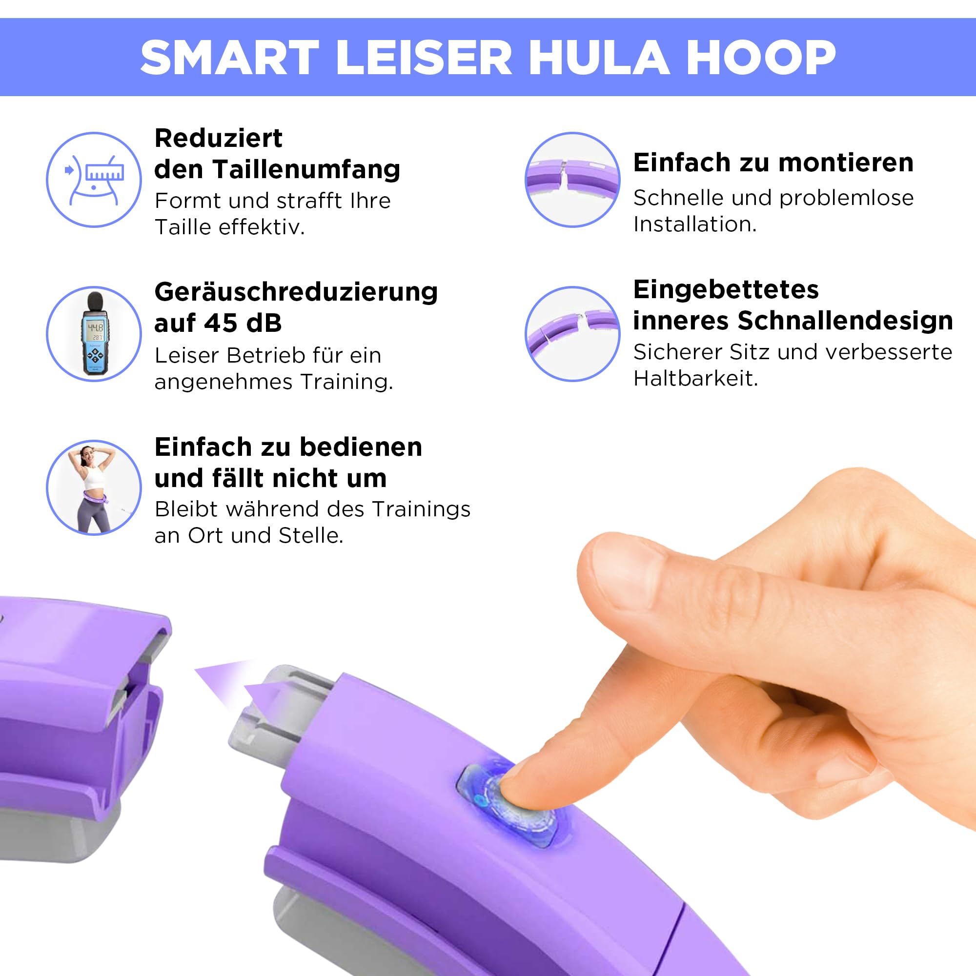 Smart Fitness Hula Hoop Reifen für die Gewichtsabnahme bei erwachsen - Ideal für Anfänger Hula Hoopers. Hula Hoop mit Gewicht Kugel