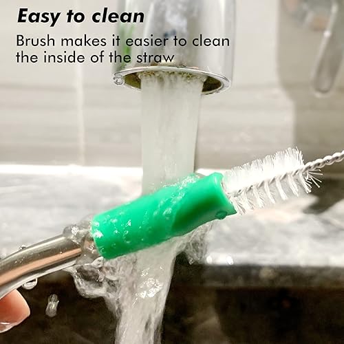 Miniatura 5 de (4 unidades) popotes reutilizables, popotes de metal de acero inoxidable con 1 cepillo de limpieza, filtro de paja extraíble con tapa de silicona