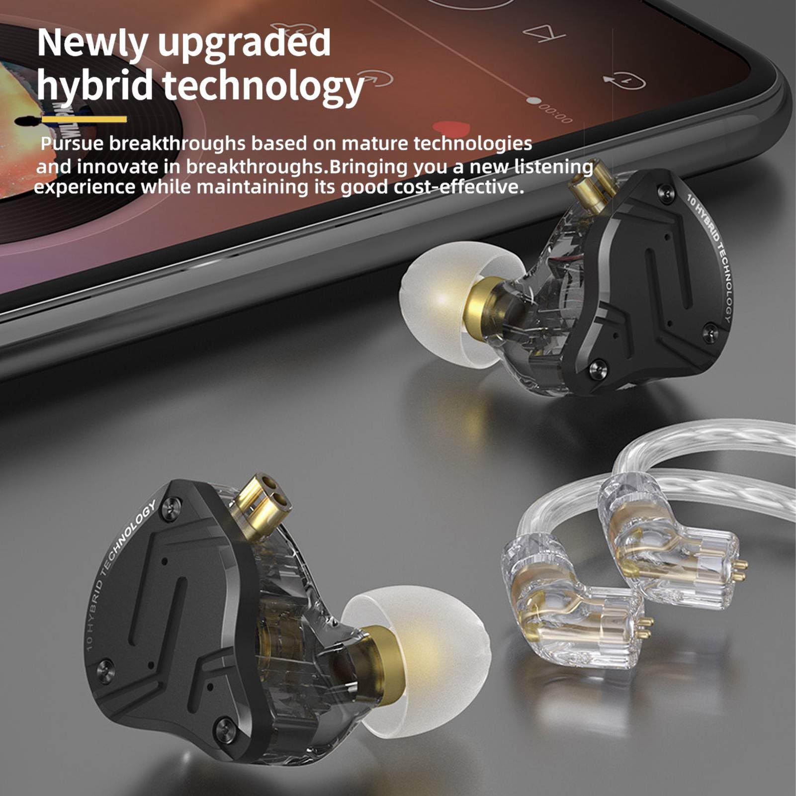 Generic Przewodowe Słuchawki Douszne HiFi z Odłączanym Kablem zapewniają Lepsze Wrażenia Muzyczne i Wygodne Noszenie dla Audiofilów Metalowe 1DD 4BA Srebrne 2 Nakładki na Uszy