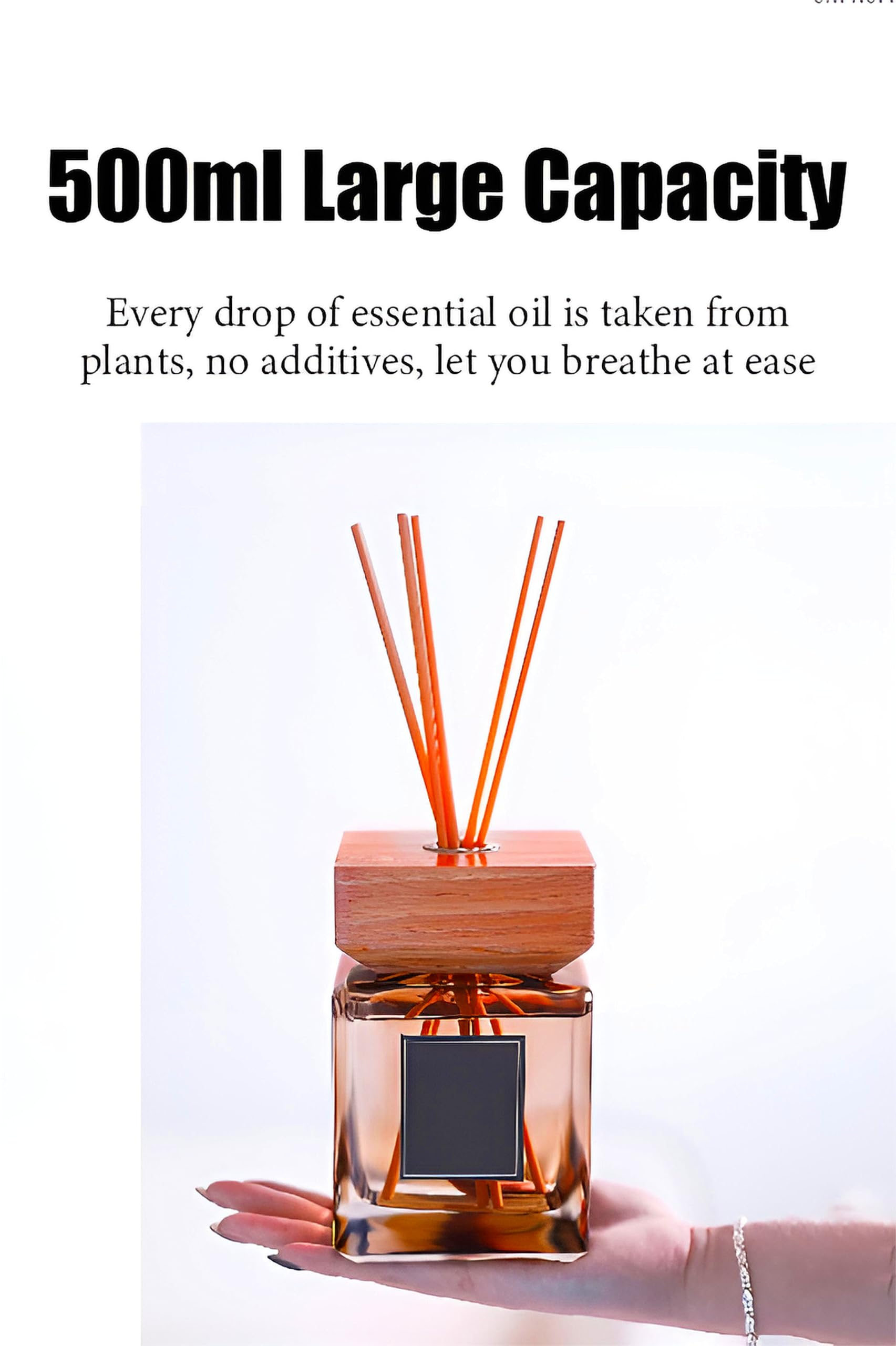 Rattanstäbchen-Diffusor, 500 ml (17 FL oz) Glas, lang anhaltender Raumduft-Diffusor für Schlafzimmer, Badezimmer, Büro-Dekor mit 5 Rattanstäbchen,(Osmanthus)