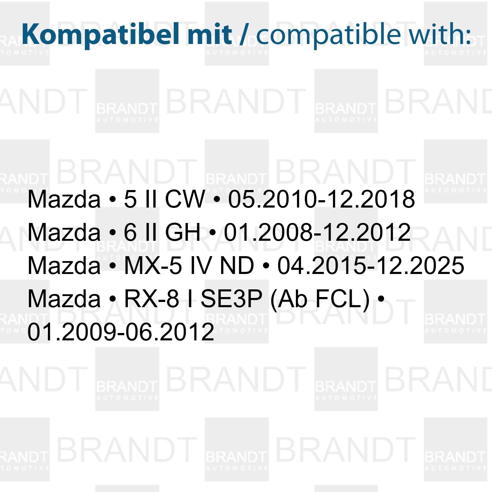 BRANDT Seitenblinker Set LED Blinker Schwarz passend für Mazda 6 II GH 08-12 5 II CW 10-18 MX-5 IV ND 15-25 RX-8 I SE3P Facelift 09-12 Blinkleuchten