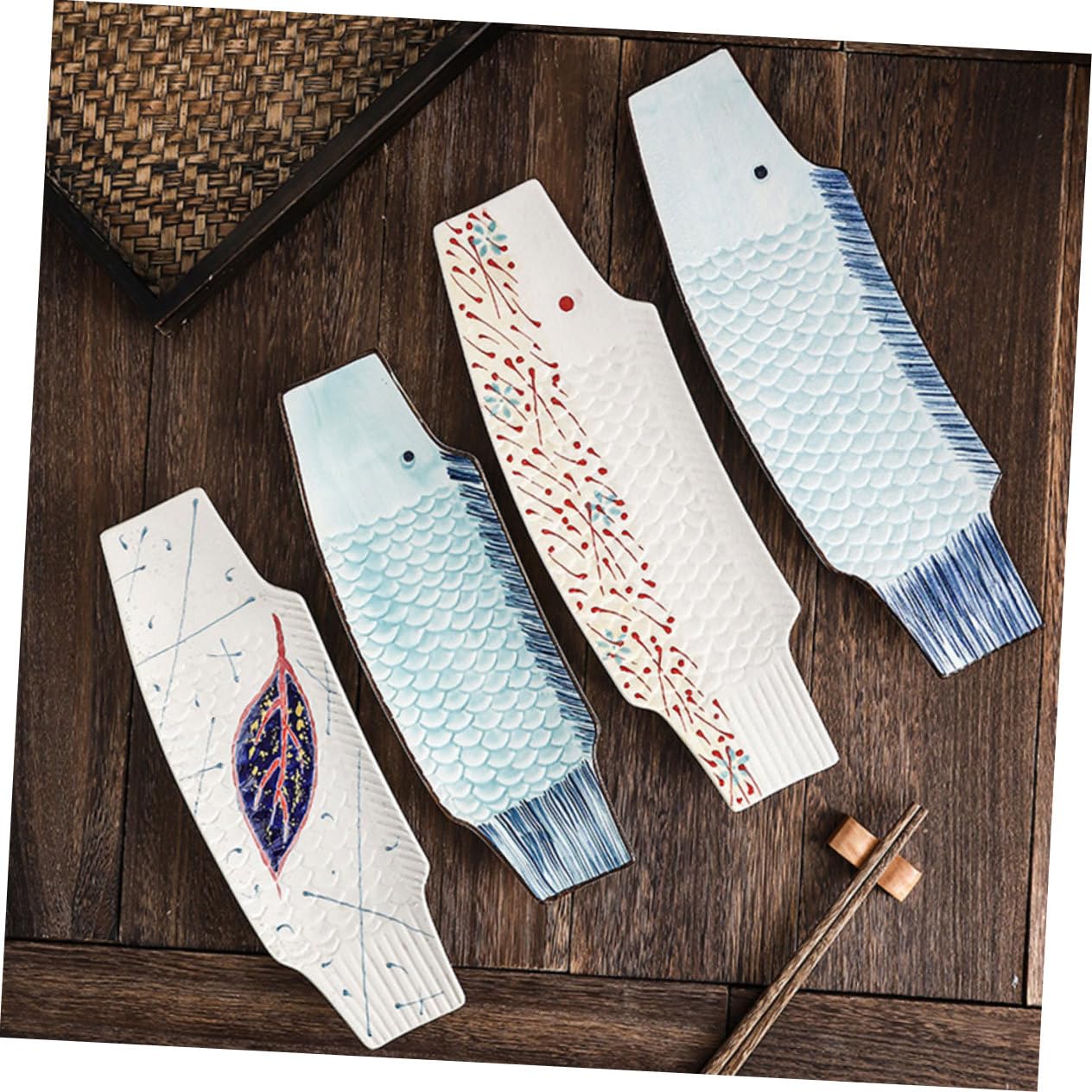 Platte Sushi Leicht Design Japanischem Elegantem mit Reinigen zu Kreative Fischförmige Keramik Dekorative Sashimi Schale für Familien und Aperitifs