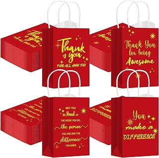 Gueevin 40 Pcs Employee Appreciation Gift Bags Thank You Team Bags Bulk Gifts for Employee of The Month Holiday Corporate Bulk Nurse Staff, Red