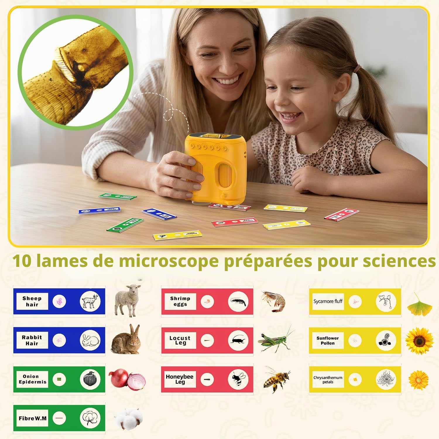 Microscope numérique portable BNISE pour enfants 1000X : kit 2 en 1 avec microscope et télescope pour enfants avec écran IPS de 2,0 pouces - Jouets STEM, cadeaux d'anniversaire pour filles, garçons