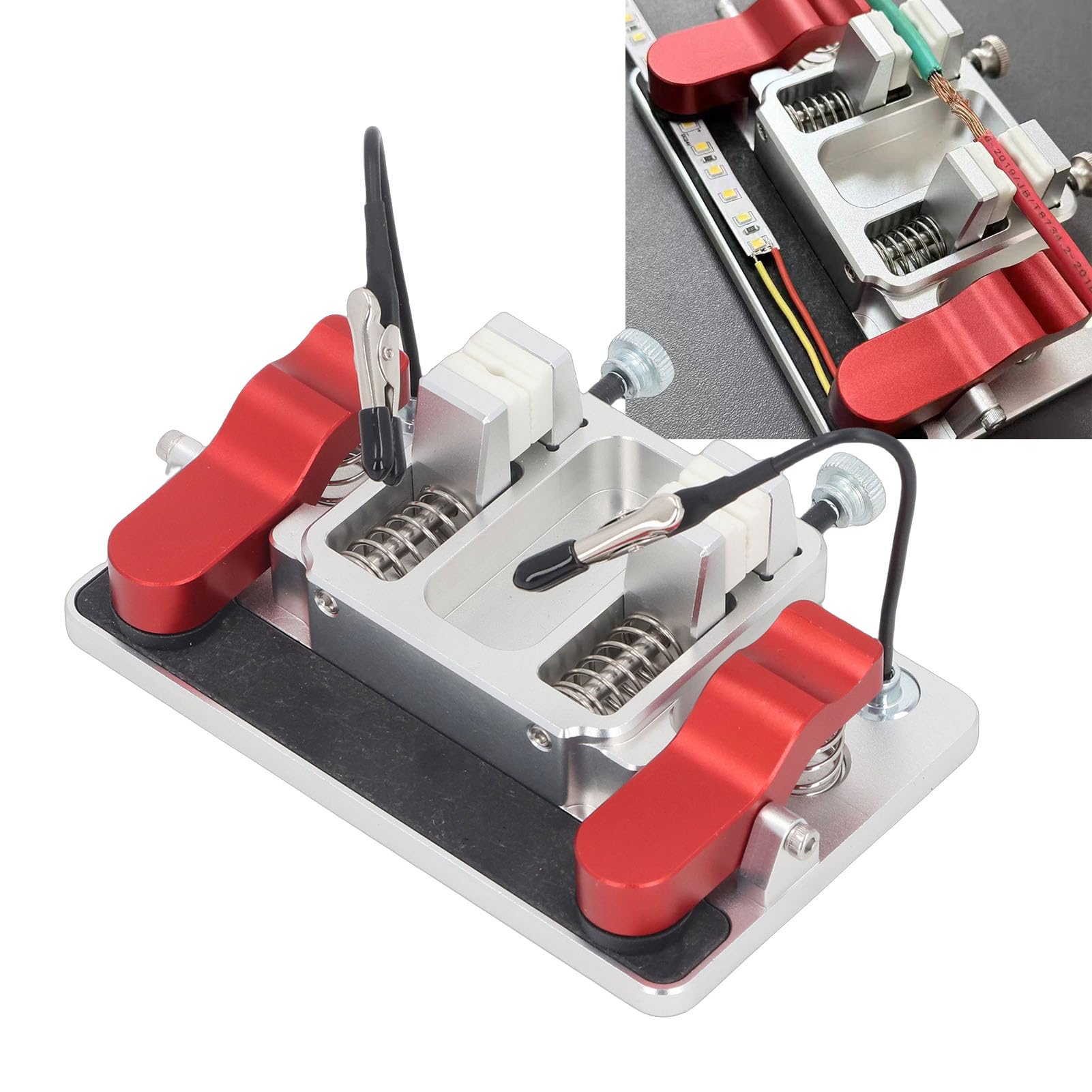 Stacja Lutownicza Helping Hands, Aluminium 6061, Trzecie Narzędzie Ręczne z Podwójnym Zaciskiem Ceramicznym, Otwór 12 Mm, do 500°F, Lutowanie Drutu do Taśm LED PCB Naprawy Elektroniki